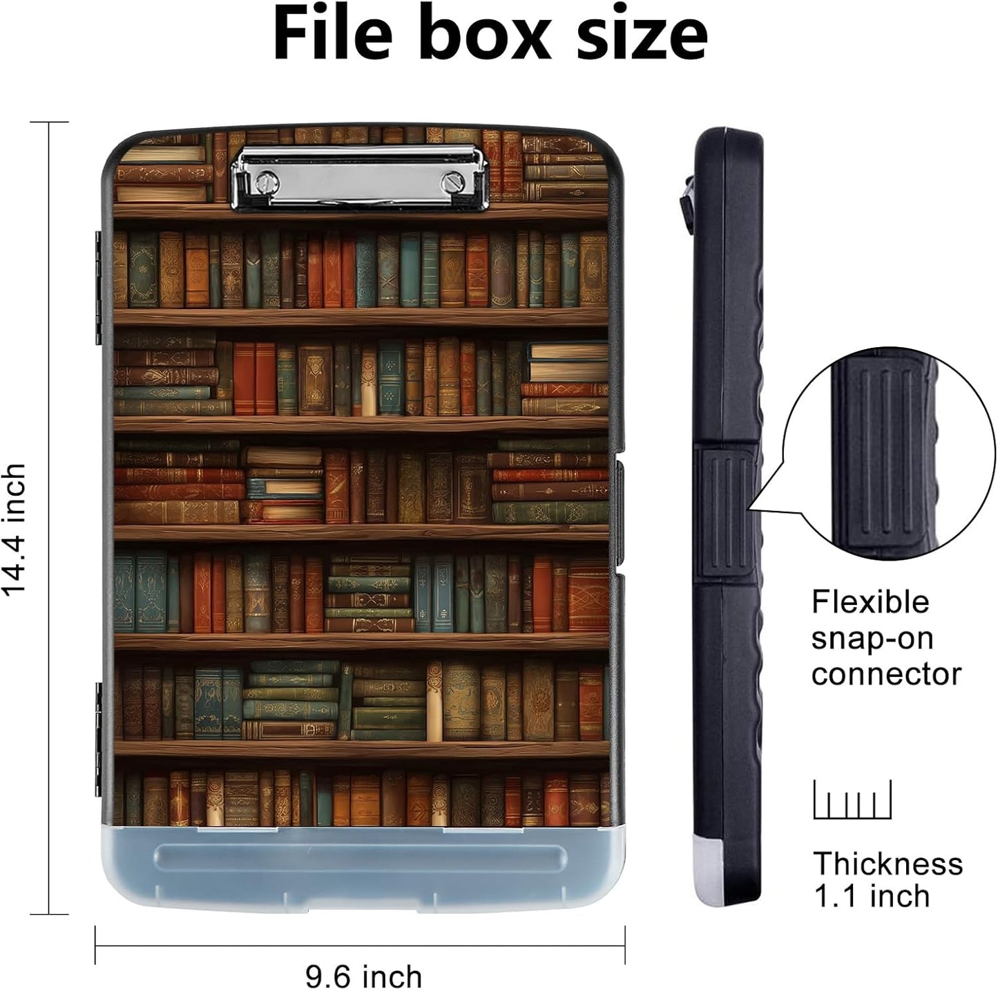 Clipboard with Storage - Large Capacity,Nursing Clipboard with Pen Holder,Heavy Duty,Plastic Side-Opening Folder for Teacher,Nurse - Library Bookshelf