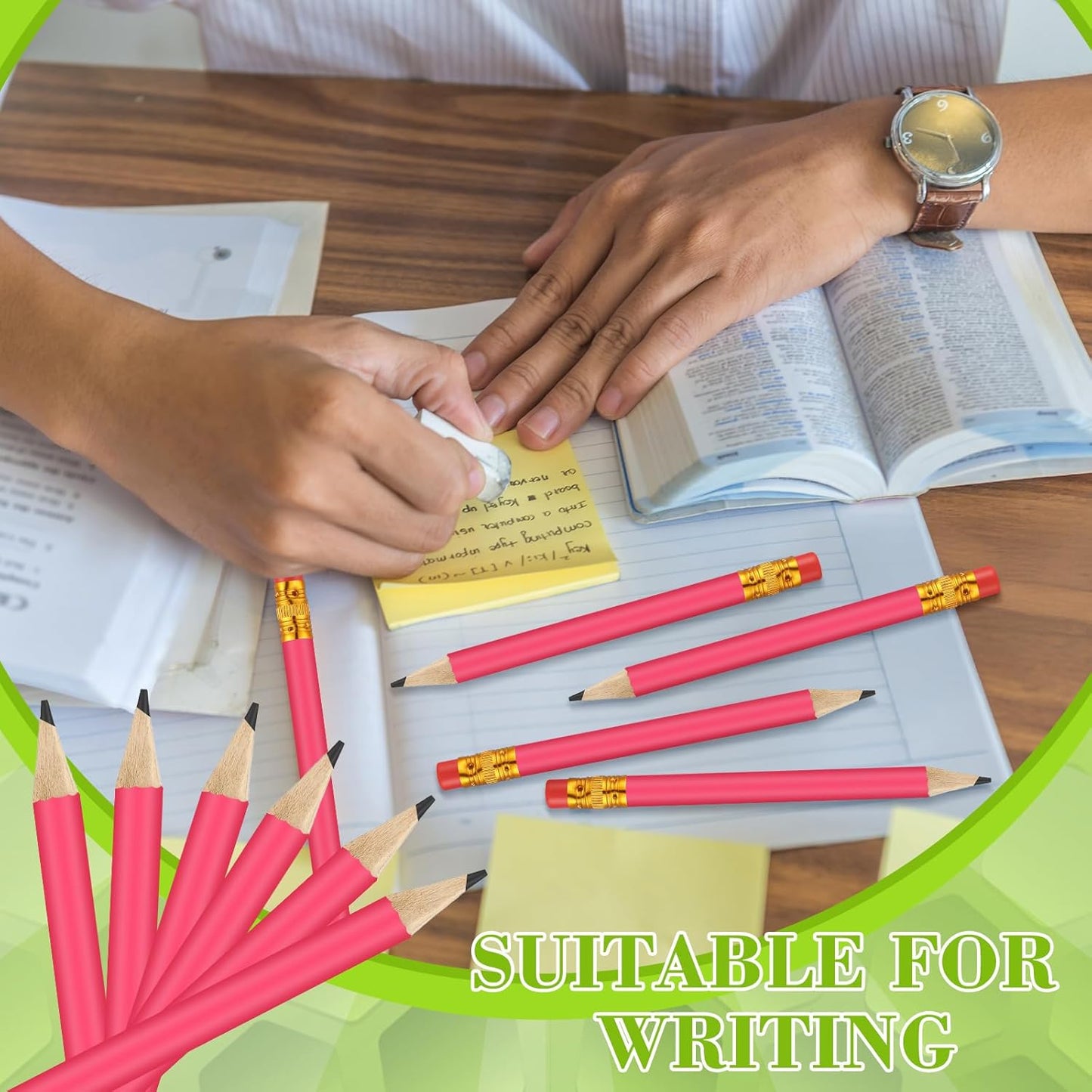 50 Pcs 4 Inch Mini Golf Pencils with Erasers Bulk Pack of Wooden Pencils for Parties Weddings School and Offices (Rose red)