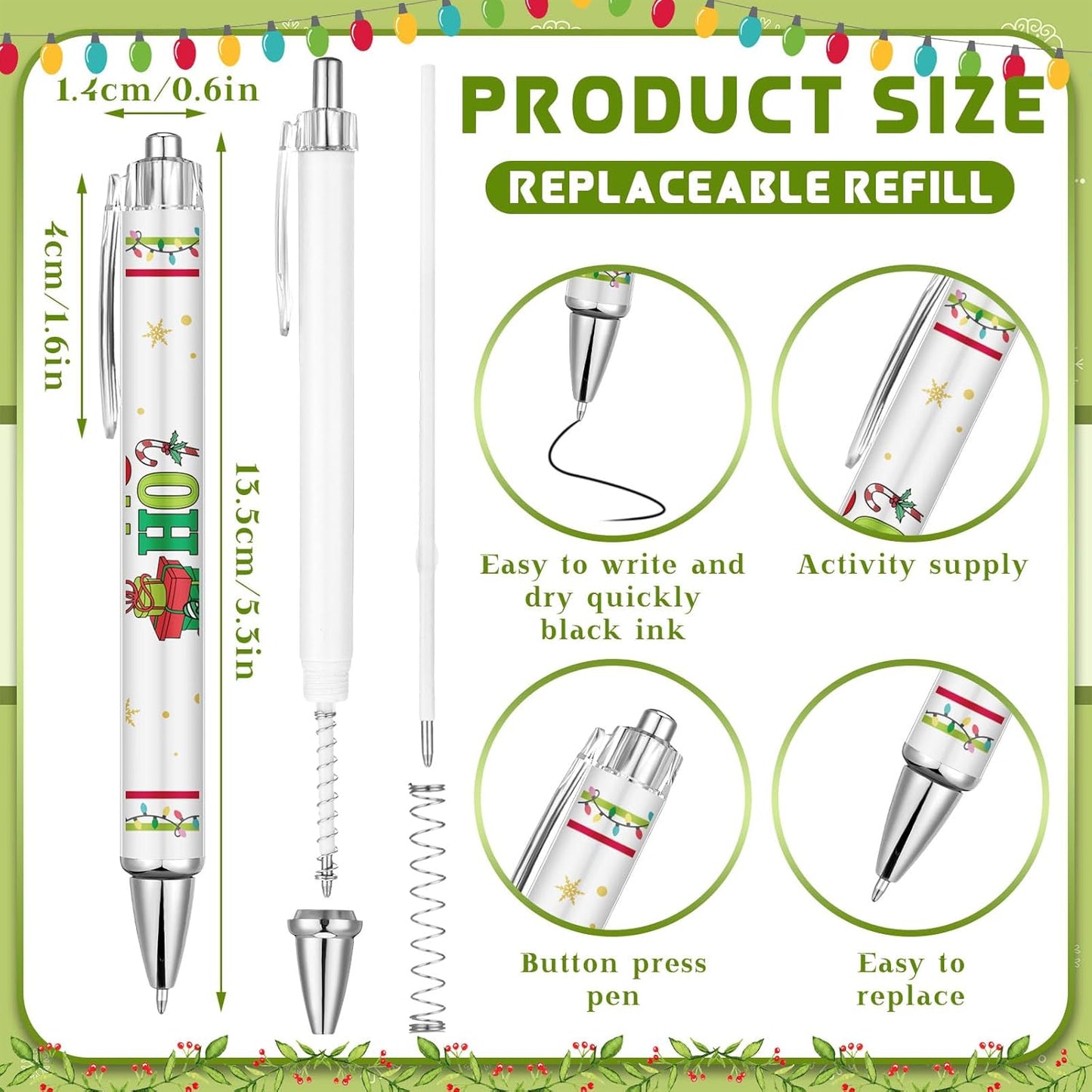 48 Christmas Green Master Pens Bulk Christmas Funny Ballpoint Pen Christmas Party Favors Black Ink Retractable Cute Cartoon Pen Christmas Accessories For School Office Supplies Gifts Rewards