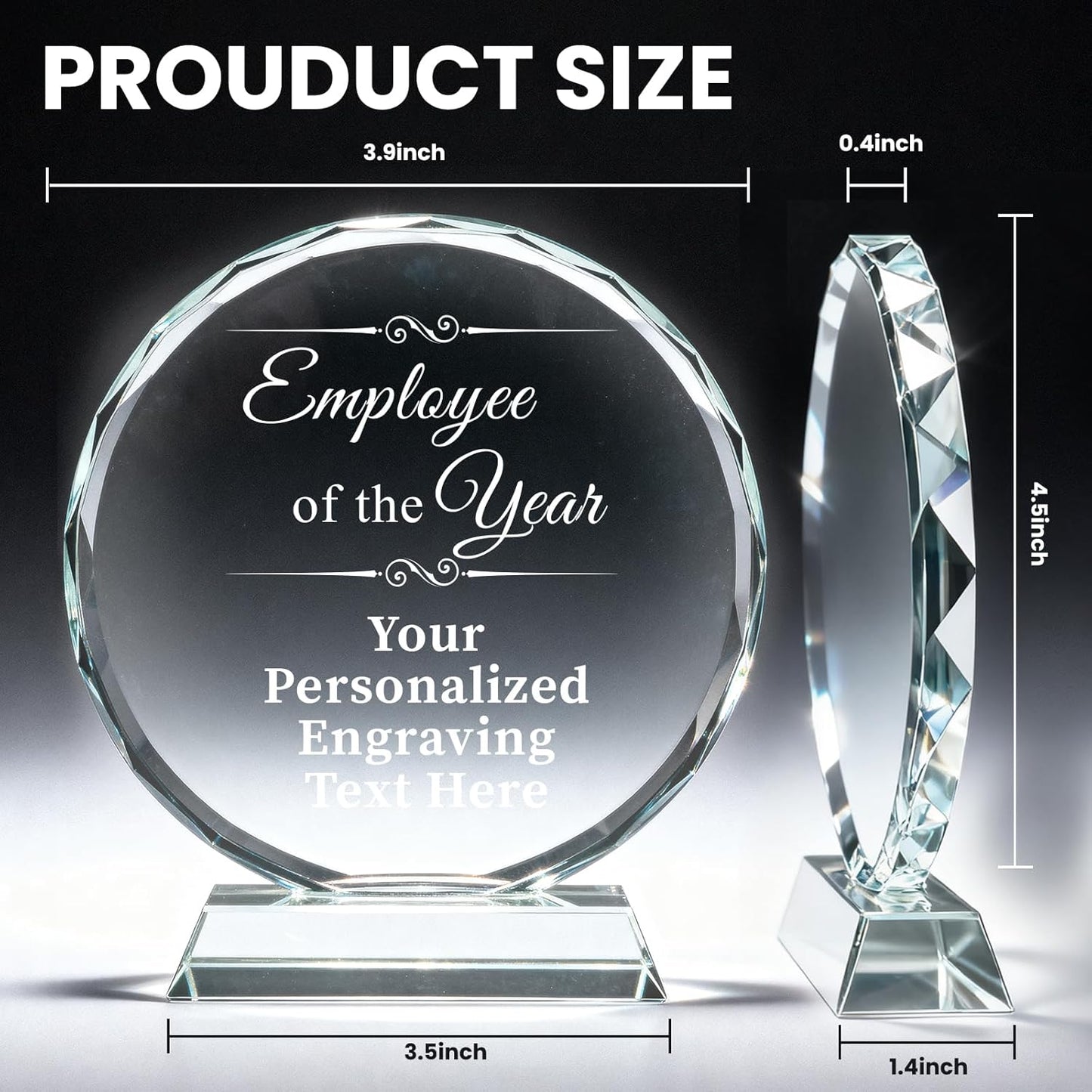 Personalized Trophy Award - Custom Crystal Awards and Trophies - Plaques Personalized Engraved - Thank You Gifts - Employee Appreciation Gifts for Cowokers, Recognition, Sports