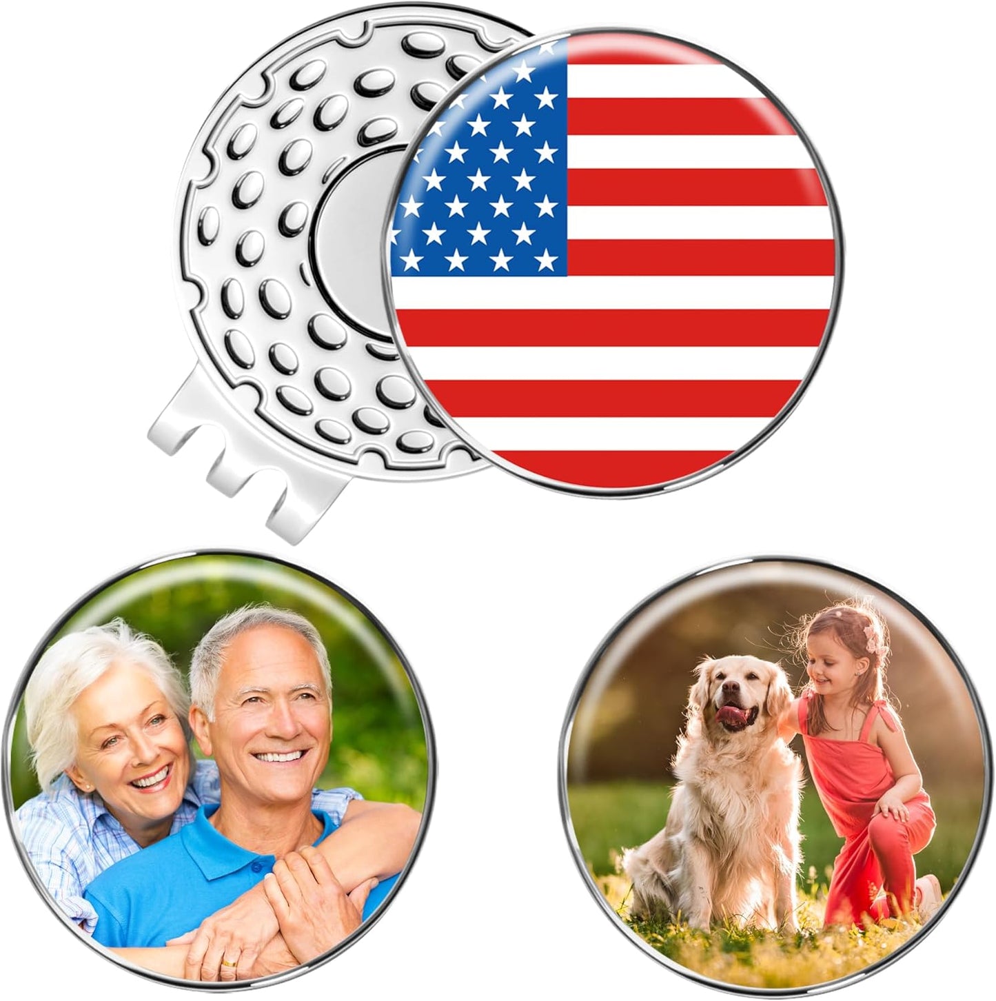 Custom Golf Ball Marker Hat Clip, 3Pack Personalized Magnetic Ball Marker, Golf Accessories for Men & Womens, Golf Gifts for Golfers