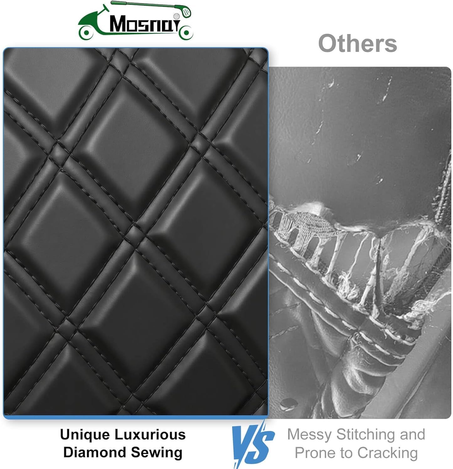 Club Car Precedent Seat Covers, Golf Cart Seat Covers for Club Car Precedent OEM Ordinary Seat, Front Seat Cover with Concave and Convex Design, Thick Vinyl Leather Comfortable/Easy to Clean