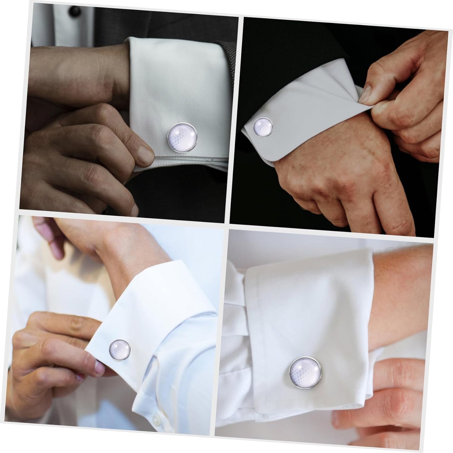 Silver Metal Golf Cufflinks for Men Shirt Accessories with Crystal Glass Gemstone Design Classic and Sturdy Fashion Buttons for Wedding Business and Formal Wear