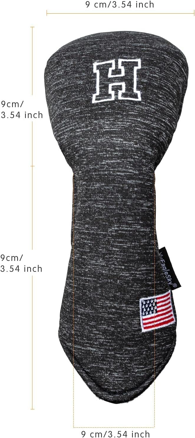 Golf Driver Head Covers 3-Pack for Men & Women - Premium PU Leather with Elephant Embroidery, Double Elastic Band (Driver/Fairway/Hybrid), Waterproof & Durable - White Grey or Black Grey