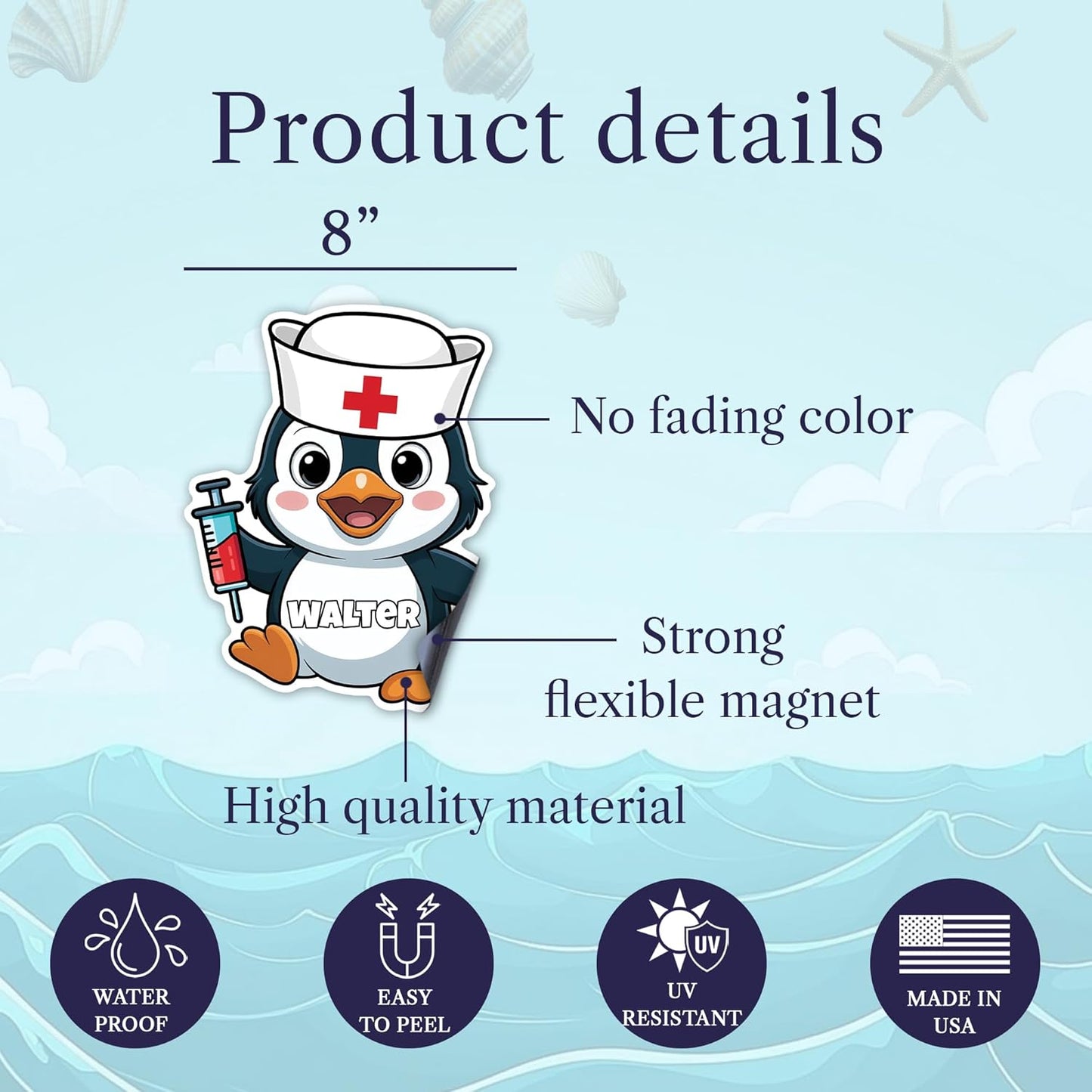 Personalized Name Cute Penguin Cruise Door Magnet Large Size - Custom Text Cruise Ship Sign, Magnetic Decoration, Funny Magnet for Cabin Door, Family Vacation, Travel - Waterproof, Reusable