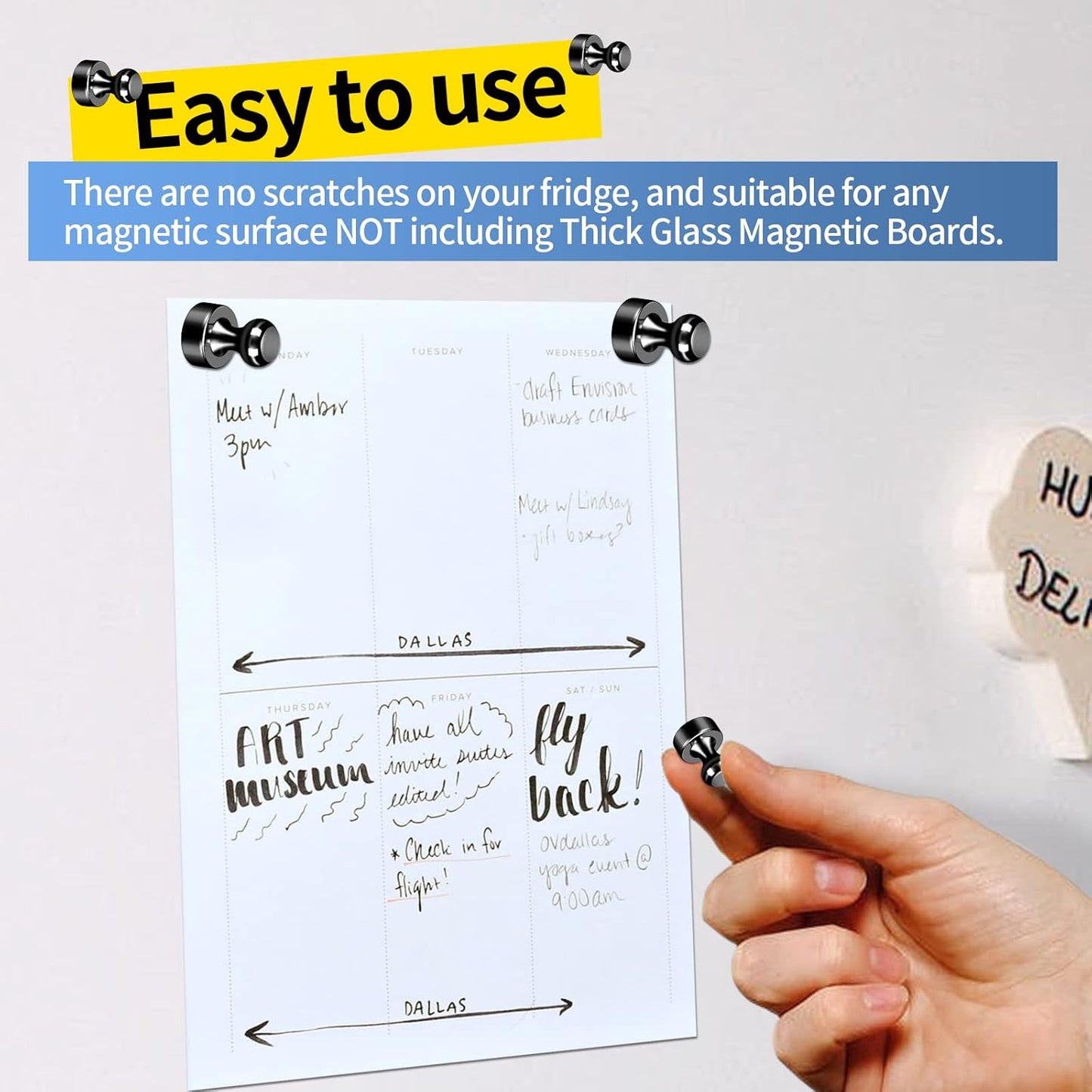 24Pack Black Fridge Magnets Adults,Strong Refrigerator Magnets for Whiteboard,Lockers,Office,Classroom, Kitchen