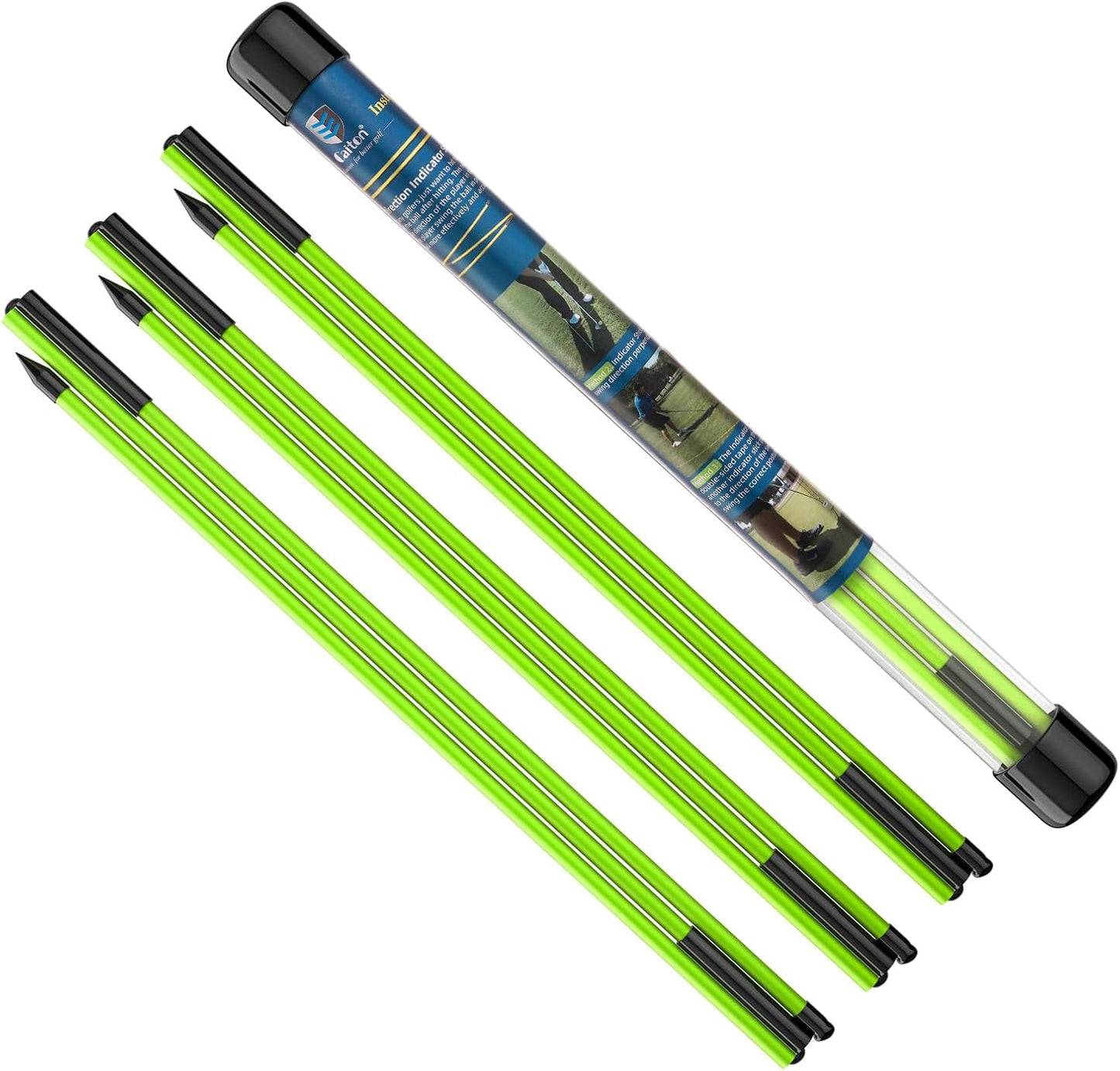 MoKo Golf Alignment Stick, 2 Set Golf Alignment Rods, 48" Collapsible Alignment Stick Golf Training Aid for Aiming, Putting, Posture Corrector, Golf Practice Sticks with Clear Tube Case