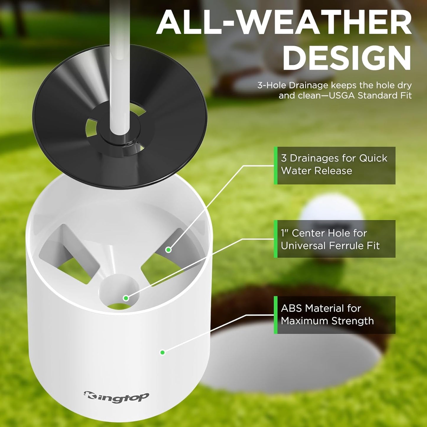 KINGTOP Golf Hole Cup – Fit PGA/USGA Regulations, Golf Accessories for Backyard Practice Putting Green, 4 Inches and 6 Inches Available