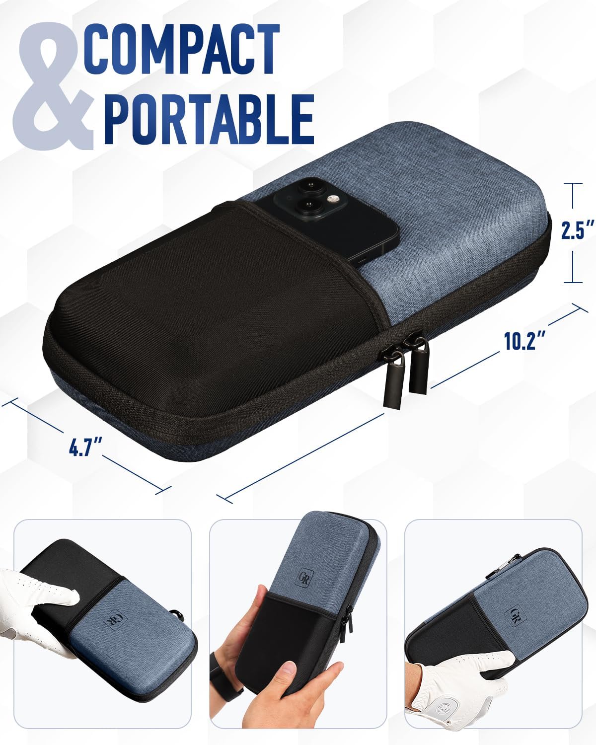 Active Carbon Fabric Odor - Absorbing Golf Glove Holder Case with Glove Shaper - Fits Golf Club Bag, Multifunctional Golf Organizer for Phone, Tees, Divot Tool, Golf Gifts for Men & Women