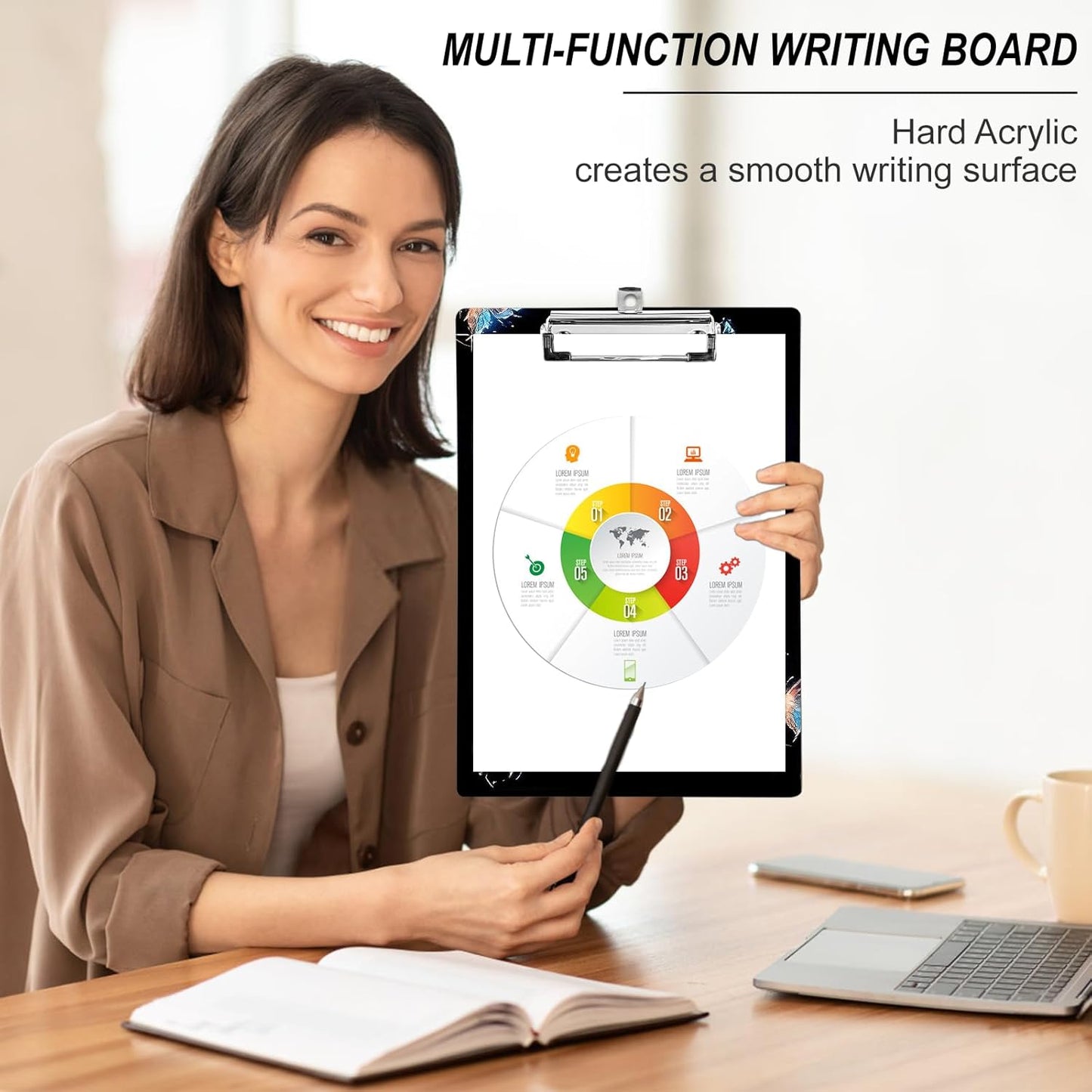 Plastic A4 Clipboards, Cute Fashion Clipboard Decorative, 12.2" x 8.7" Standard A4 Size Clipboards, Plastic Acrylic Clipboard for Teacher, Social Worker, Students,Women, Office Supplies (Butterfly)