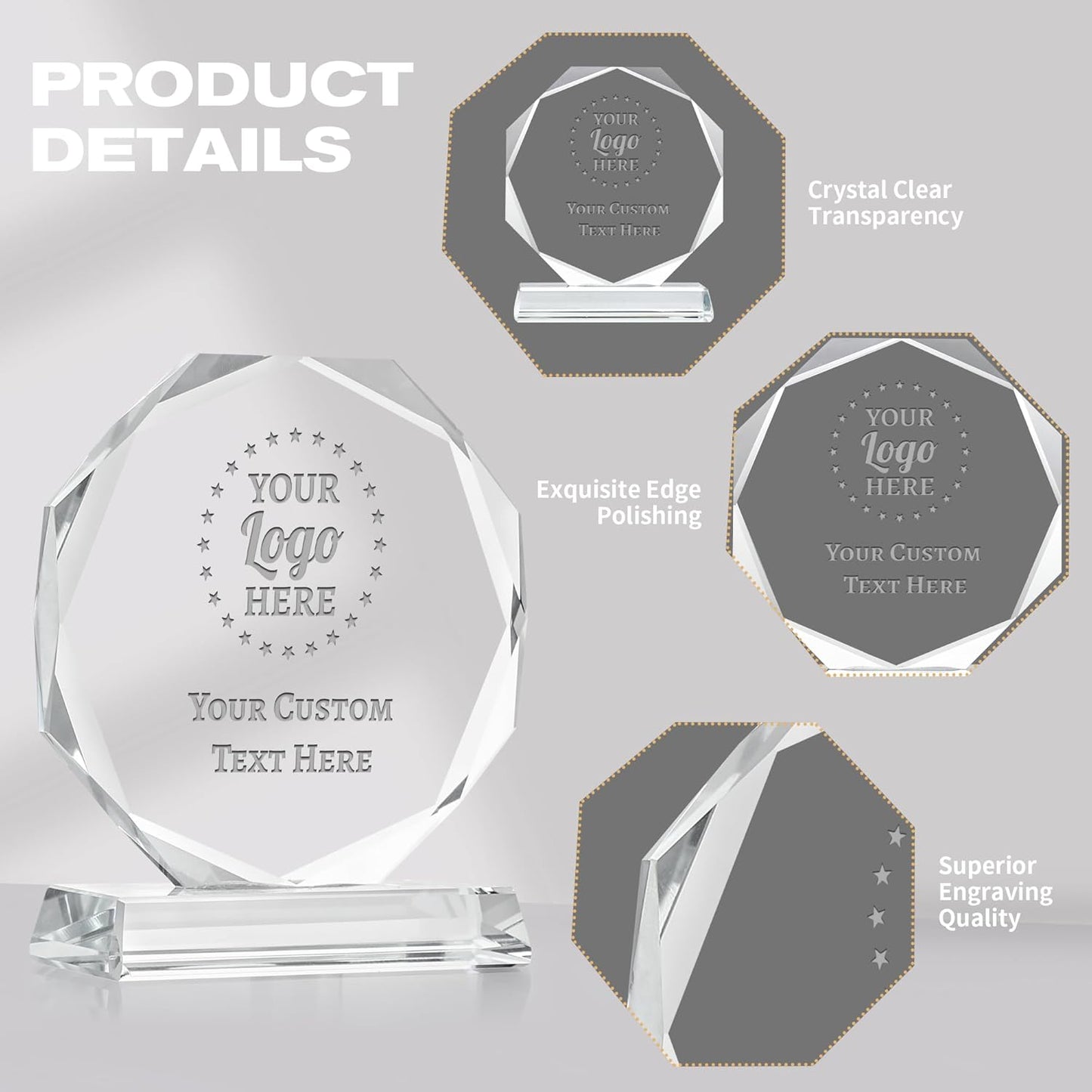 Personalized Crystal Trophy Award - Award for Employees- Plaques Personalized Engraved- Coworker Gift,Employee Appreciation Gift,Retirement Goodbye Farewell Gift (Custom Logo/Engraved)