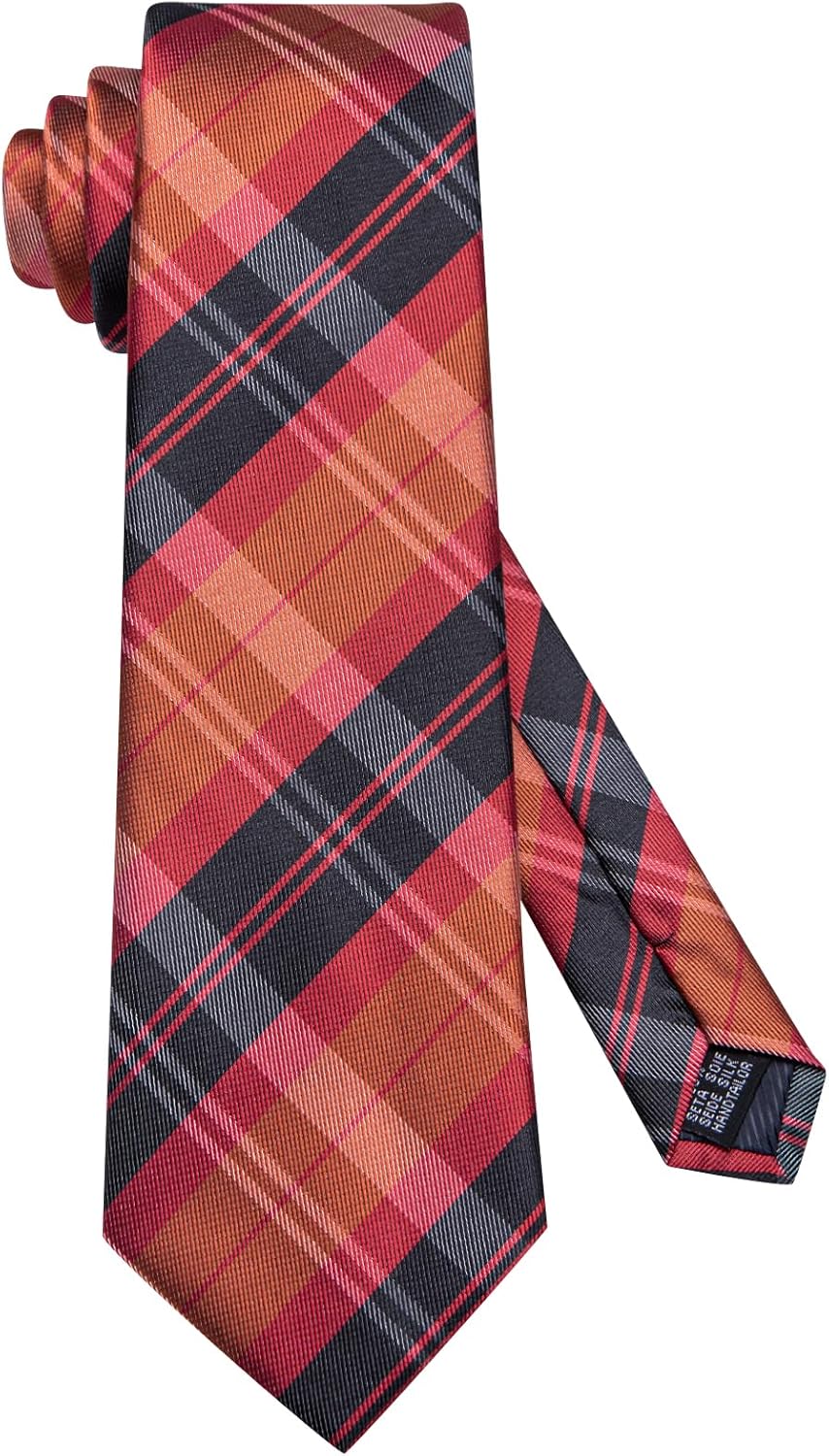 Dubulle Mens Paisley Striped Tie WOVEN Necktie for Men and Handkerchief Cufflinks Set Wedding Formal Business