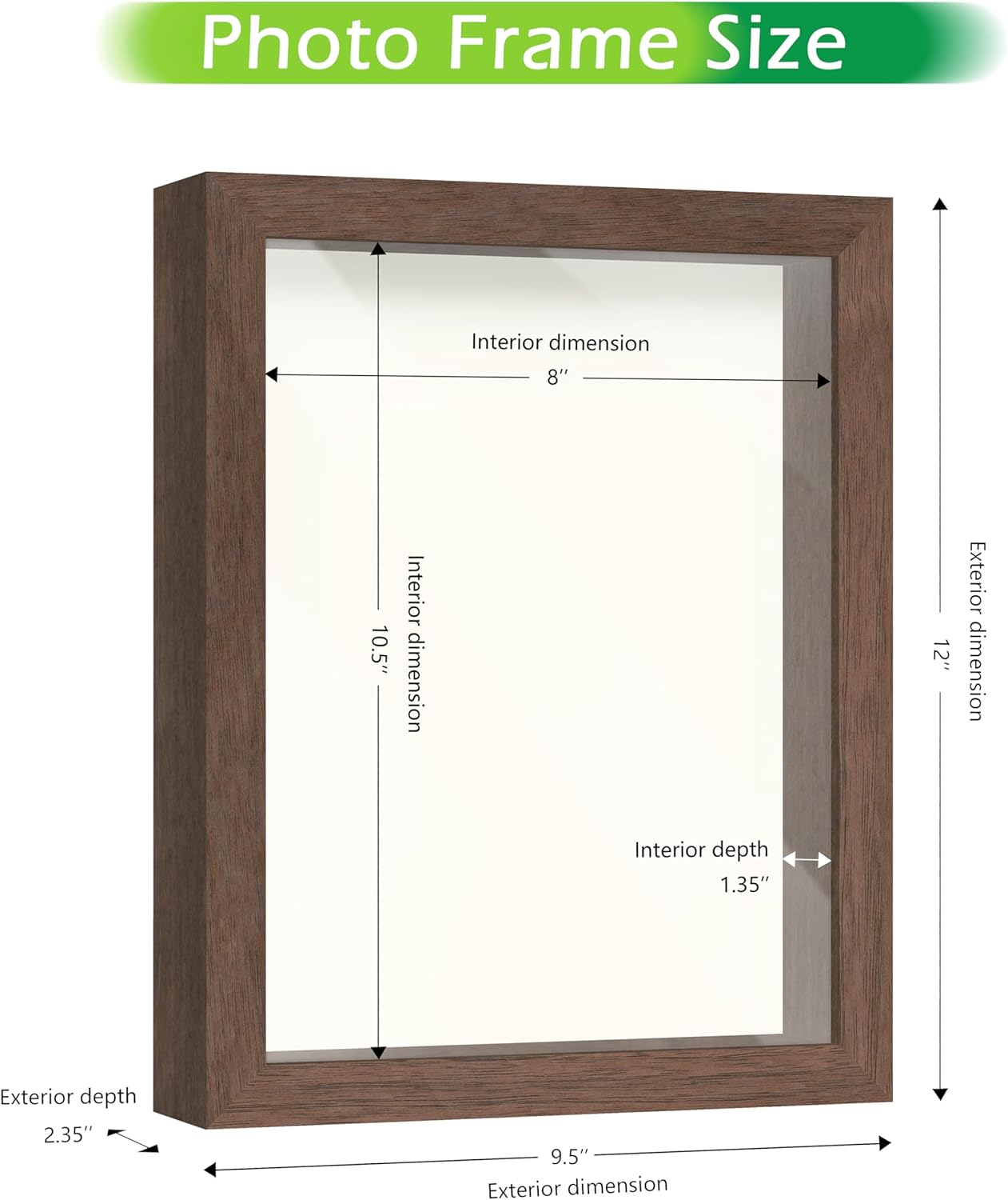 FrameWorks 8.5” x 11” Dark Oak Wooden Shadow Box Frame – Soft Felt Back, Tempered Glass, and Included Elegant White Ball Push Pins,8.5inchx11inch