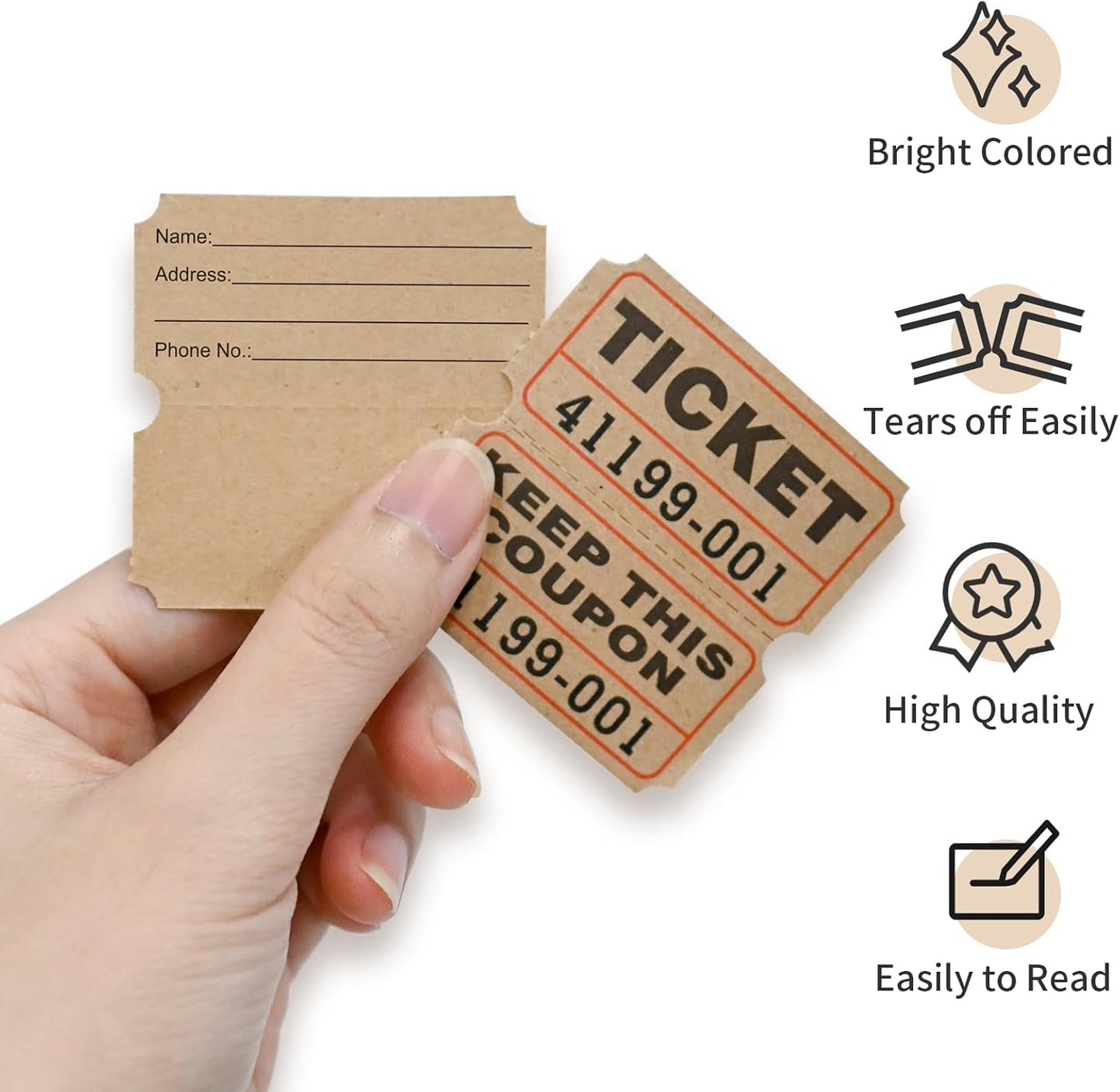 L LIKED Raffle Tickets Double Rolls 1000 per Roll 50/50 Raffle Tickets for Events, Entry, Class Reward, Prizes (Kraft)