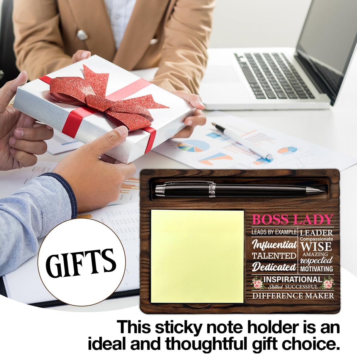 Best Boss Lady Gifts for Women, Thank You Appreciation Gift for Boss Lady Difference Maker Self-Stick Note Pad Holders Office Decor