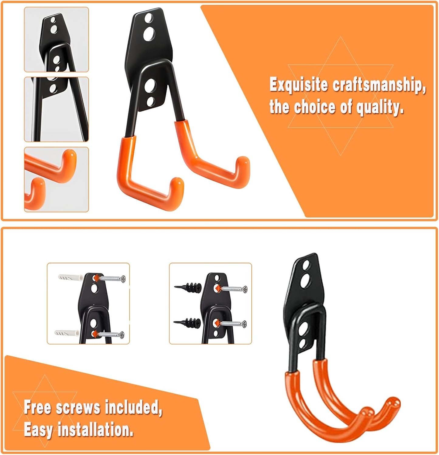 20 Pack Garage Storage Hooks Heavy Duty, Steel Bike Hook for Garage Organization, Utility Wall Mount Hooks with Anti-Slip Coating for Hanging Ladder, Ropes, Bike, Outdoor, Garden and Power Tool