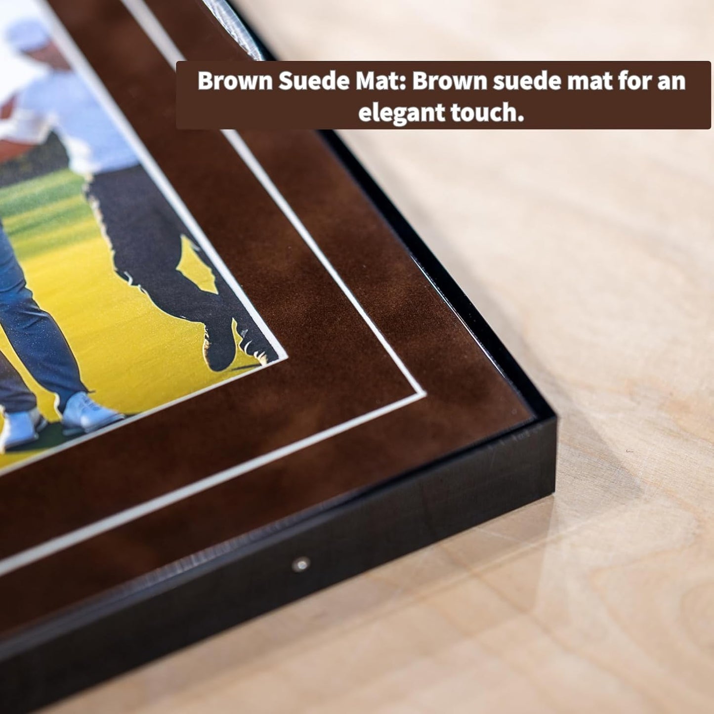 One-Shot Victory Golf Ball Display Frame – Acrylic Case with External Ball Mount, Custom Photo & Nameplate, Brown Suede Mat, Elegant Golf Keepsake Gift