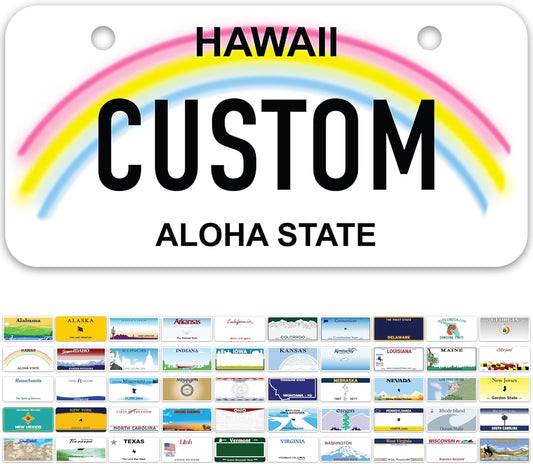 Mini License Plates, Personalized License Plates, Custom for Car, Bikes, ATV, Kids Car, Golf Cart, Jeep, 2x4 Inch, Rust-Free Fade Resistant Aluminum, USA Made by My Sign Center (Hawaii)