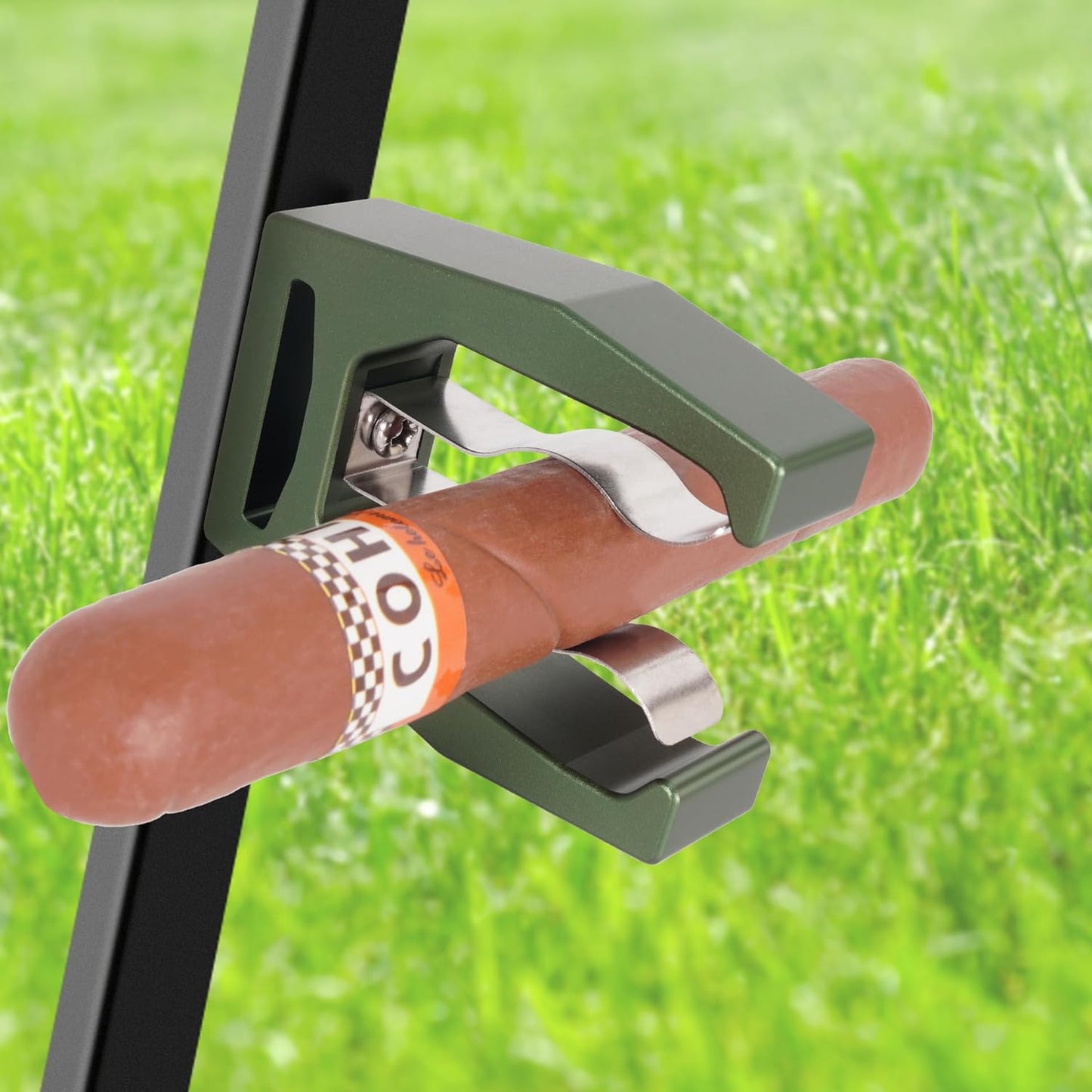 JIAYAN Magnetic Holder for Golf Cart Aluminum Alloy & Stainless Steel Clip Equip with Loop Strap Fit for Golfing, Fishing, Grilling, Camping Golf Accessory for Golf Lovers (Green)