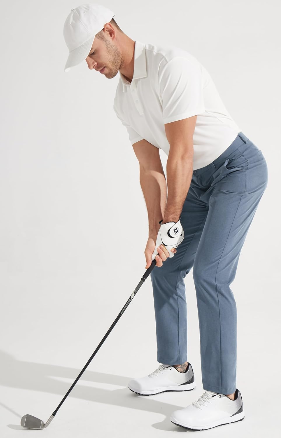 Libin Mens Golf Pants Stretch Work Dress Pants 30"/32"/34" Quick Dry Lightweight Casual Comfy Trousers with Pockets