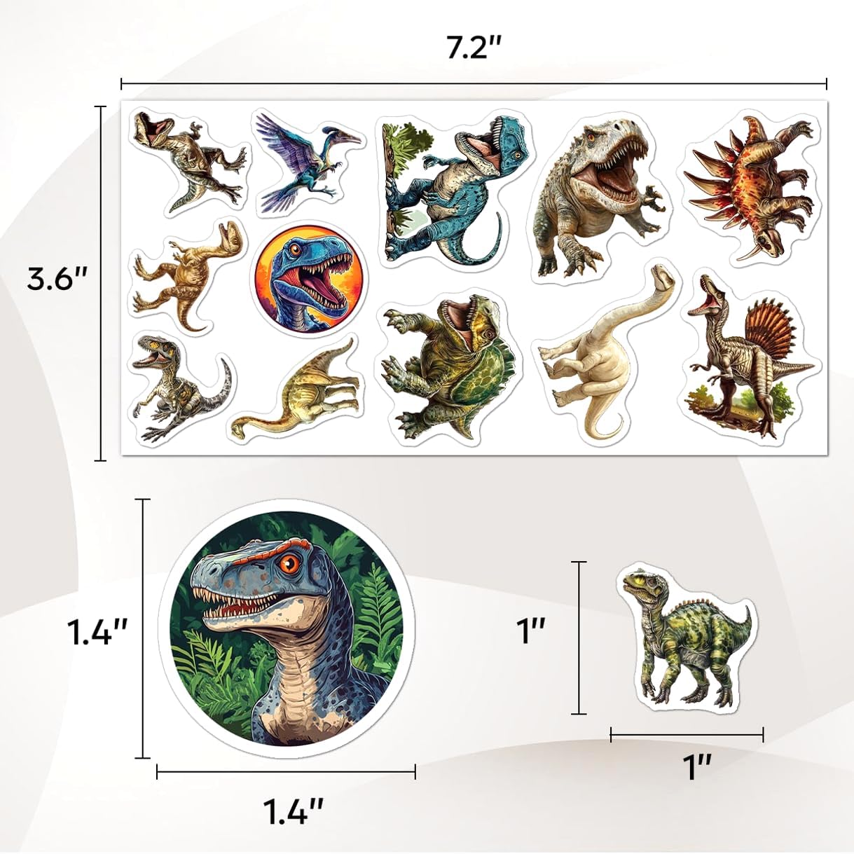 108 PCS Jurassic Dinosaur Vinyl Stickers, Waterproof Dinosaur Stickers for Kids Teens Girls Boys, Cool Dino Decals for Water Bottles, Laptops, Skateboards, Helmets, Scrapbooks