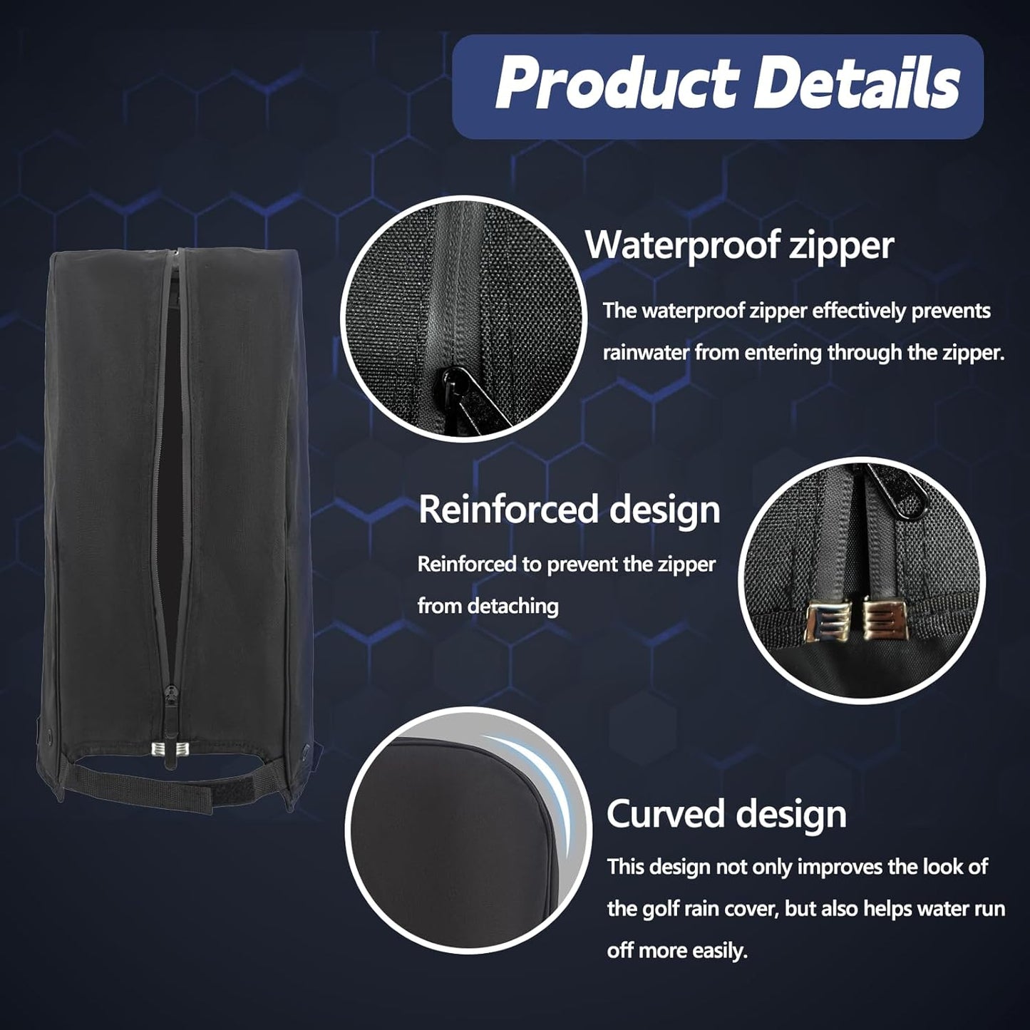 Golf Bag Rain Hood,Golf Bag Cover Club Waterproof Covers Accessories Caddy Head Protector,Accessory Zipper Protective Dustproof Top Rainproof for Mens Women Golfer,Tour,Stand Bags