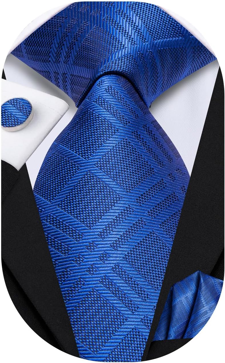 Dubulle Mens Paisley Striped Tie WOVEN Necktie for Men and Handkerchief Cufflinks Set Wedding Formal Business