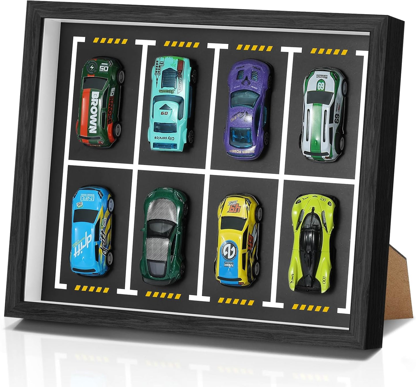 JupDec Magnetic 1:64 Scale Display Case for Hot Wheels, Clear Acrylic Toy Car Diecast Shadow Box with Parking Layout Mat for Matchbox, Wall Mount or Tabletop Display Box, Ideal Gift for Collectors