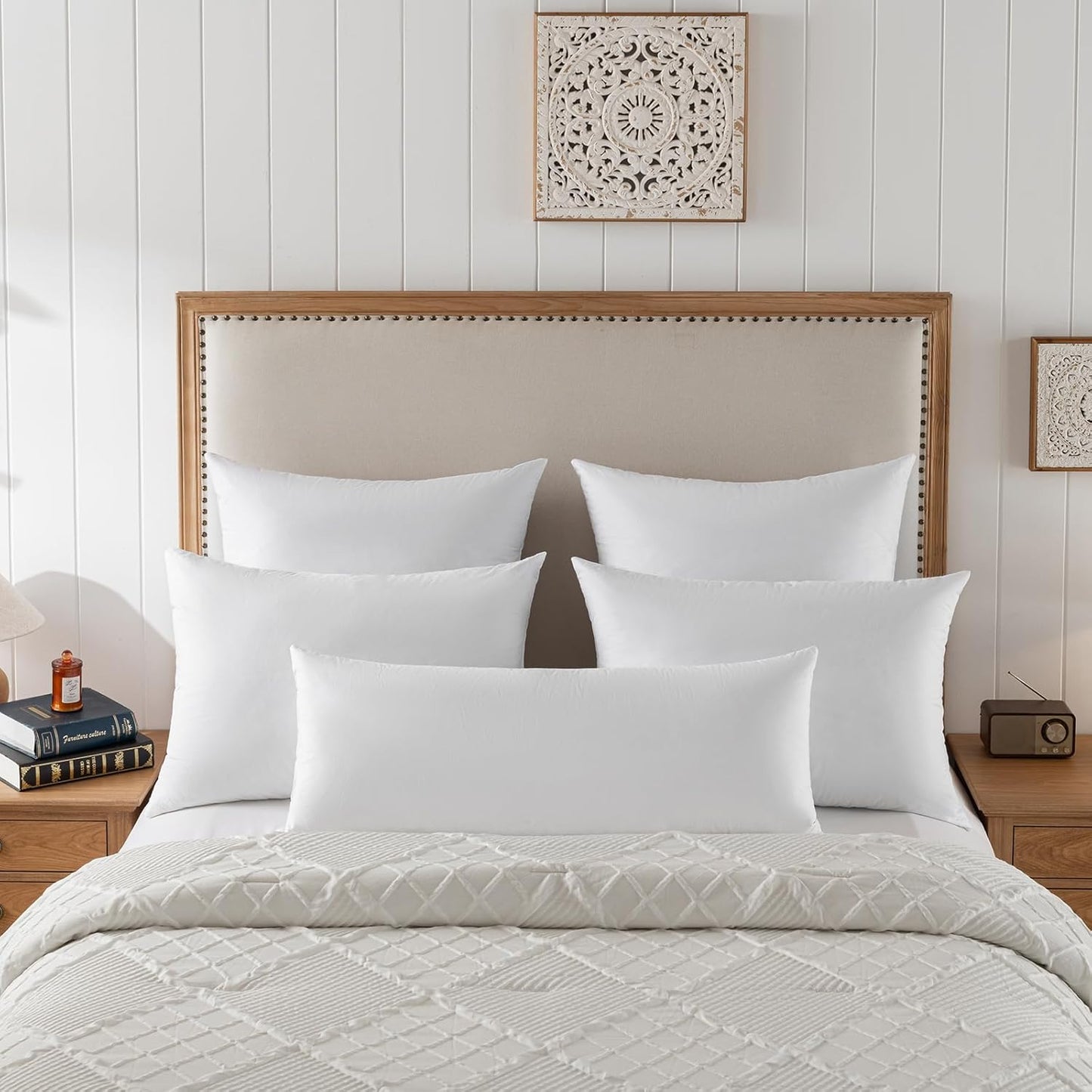 14x36 Lumbar Pillow Inserts for Bed, 2 Pack - Feather and Down Throw Pillow Inserts for Living Room Couch Bed Sofa