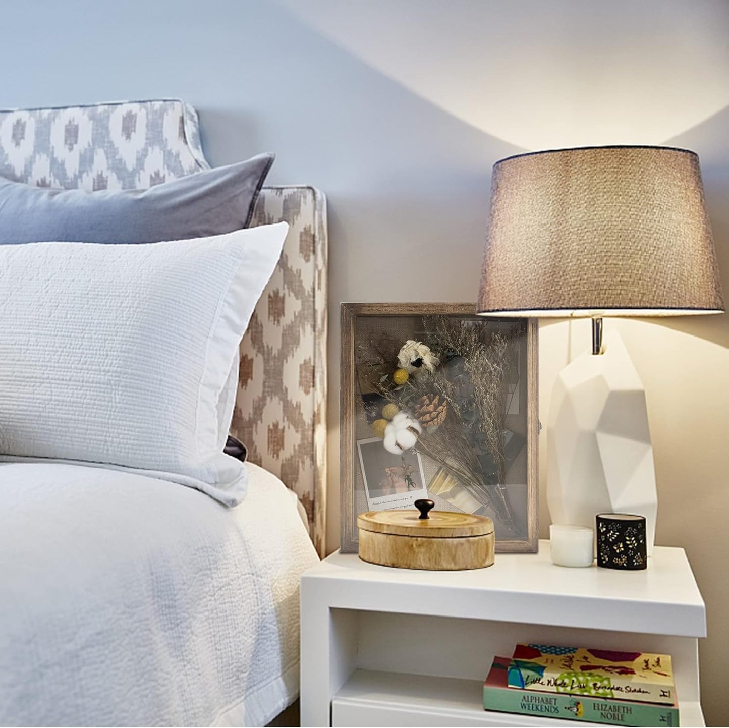 GraduatePro Shadow Box Frame 11x14 Display Case with Linen Back, Real Glass Window Door with Hinge, Picture Frame Wedding Bouquet Memorabilia Medals Photos Memory Box for Keepsakes, Carbonized Black