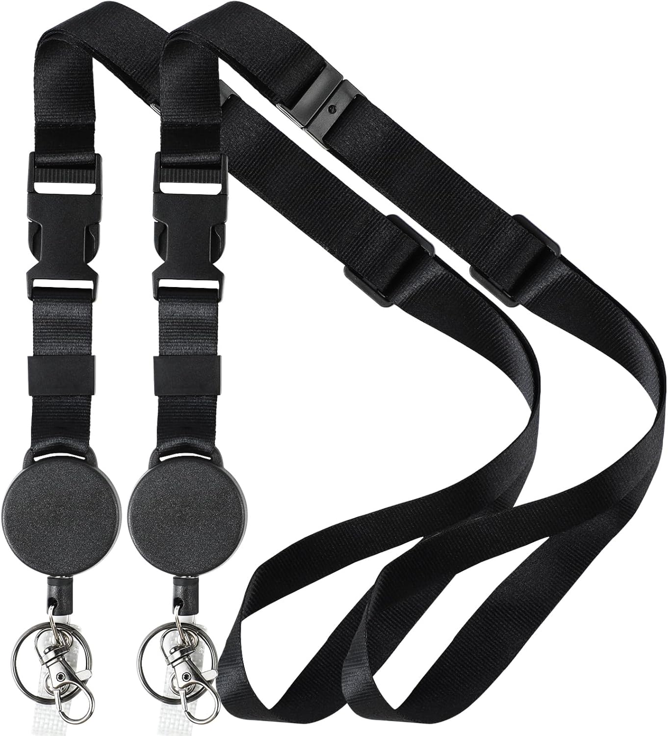 DELSWIN Heavy Duty Retractable Lanyard - 2 Pack Breakaway Lanyards for ID Badges Keys, Retractable Keychain with Upgraded Badge Reel, Lobster Clip, and Key Ring, 10 oz Retraction