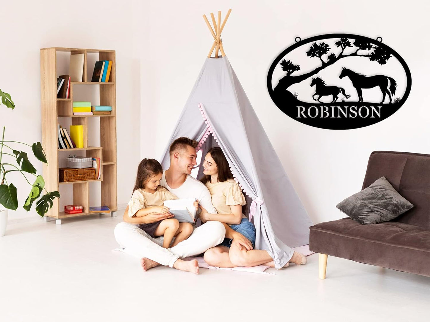 Custom Running Horses Metal Sign, Personalized Horse Farm Sign, Unique Metal Wall Art, Custom Farm Name Signs, Personalized Family Signs