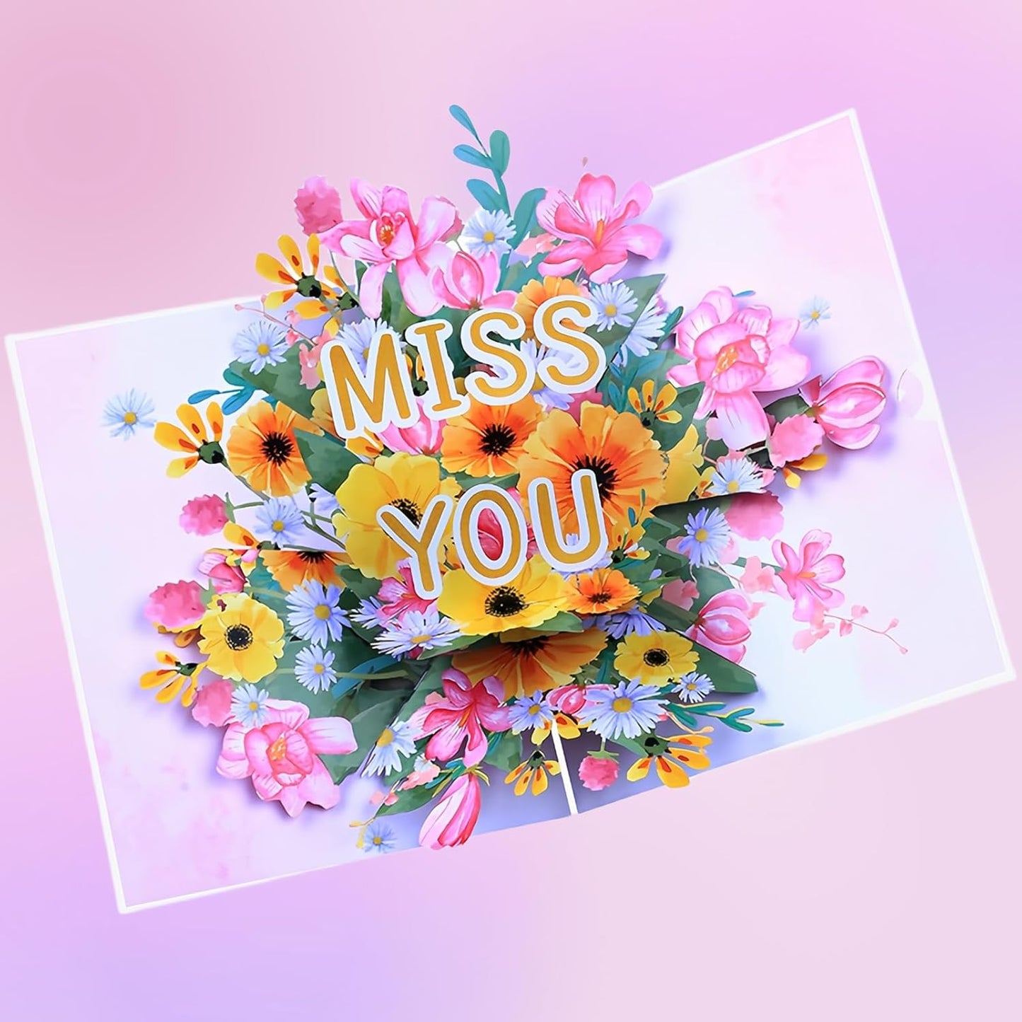 Steelhill 3D Pop Up Cards,Thinking of You Card for Women,Valentines Day Gifts Cards for Kids School,Greeting Cards with Envelope for Mother's Day Card for Wife,Girlfriend(Miss you card)