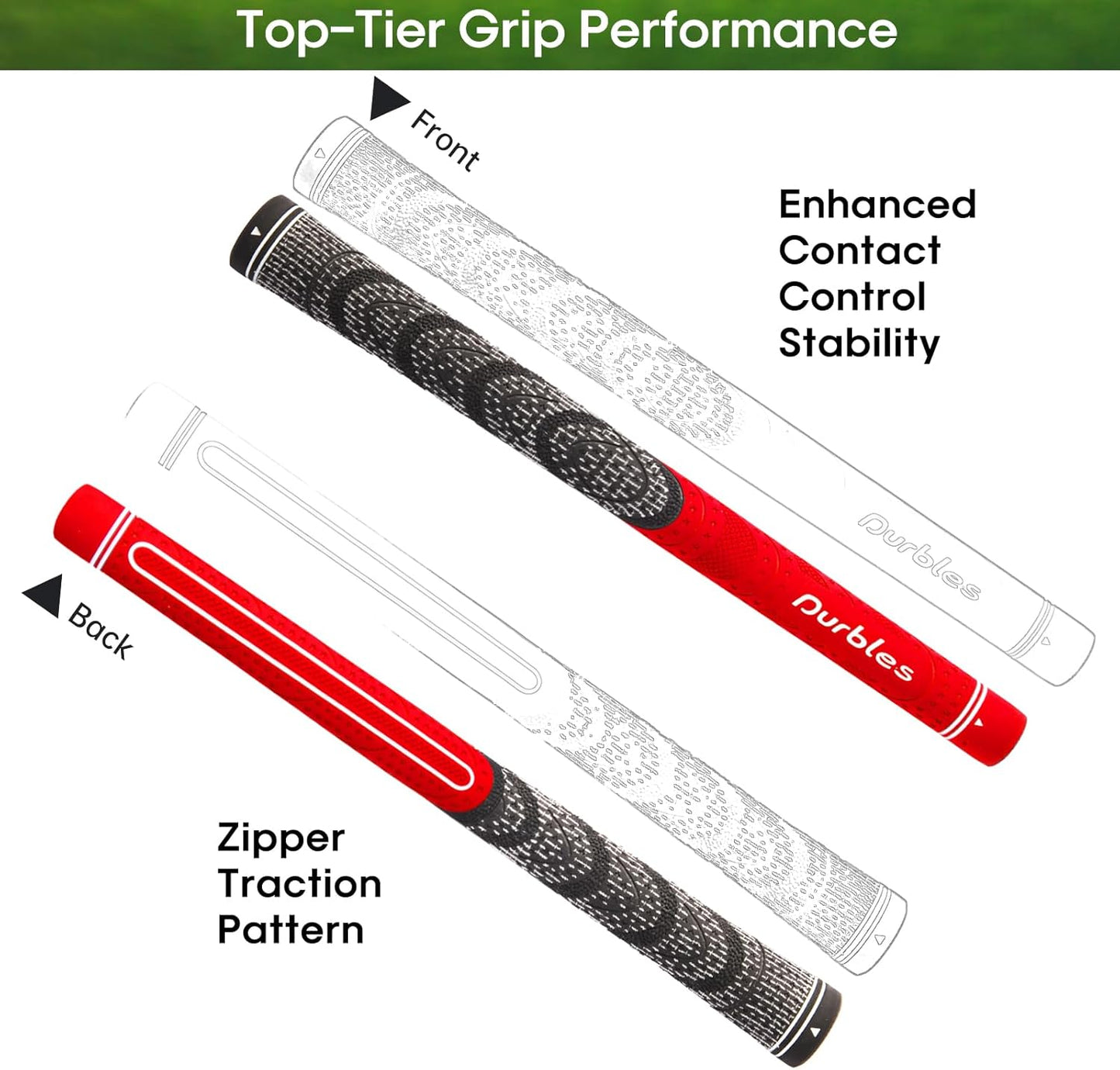 Golf Grips with Regripping Kit – All Weather Multi-Compound Golf Club Grips for Men & Women – Corded Rubber Grip Set – Standard & Midsize Wood and Iron Grip Kit – All Level Golfing Accessories