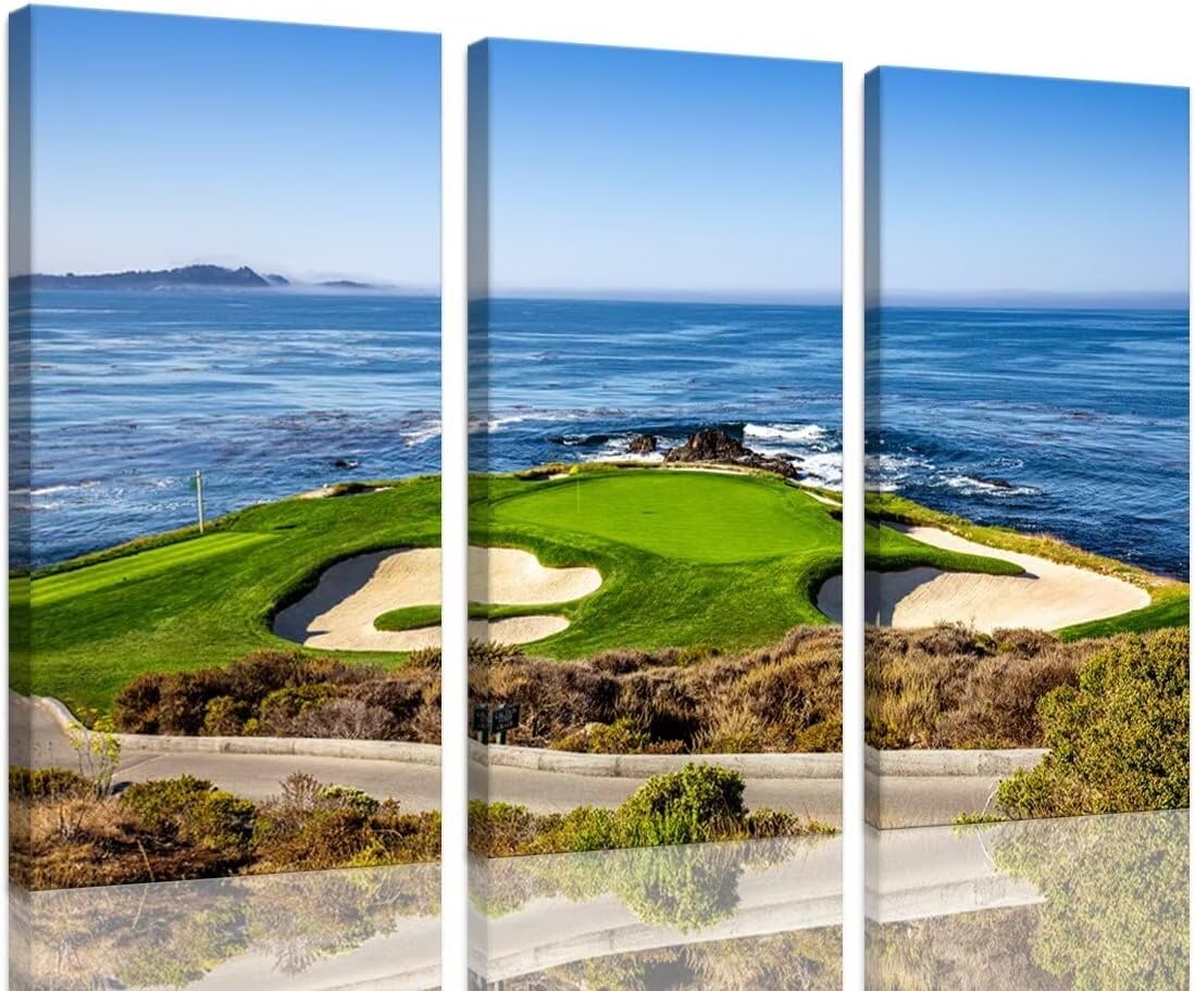 Golf Course Canvas Wall Art for Living Room Bedroom Home Decorations USA California Golf Course Pictures Posters Framed Artwork Canvas Prints Ready to Hang(12''W x 24''H x3)