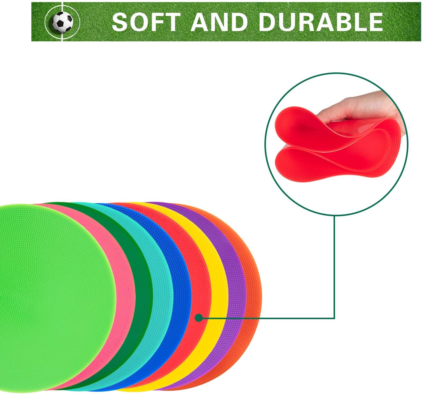 Spot Markers 18 Pcs 9 Inch 10 Inch Non Slip Rubber Agility Markers for Football, Basketball Training Markers,School Activities, Exercise Drills