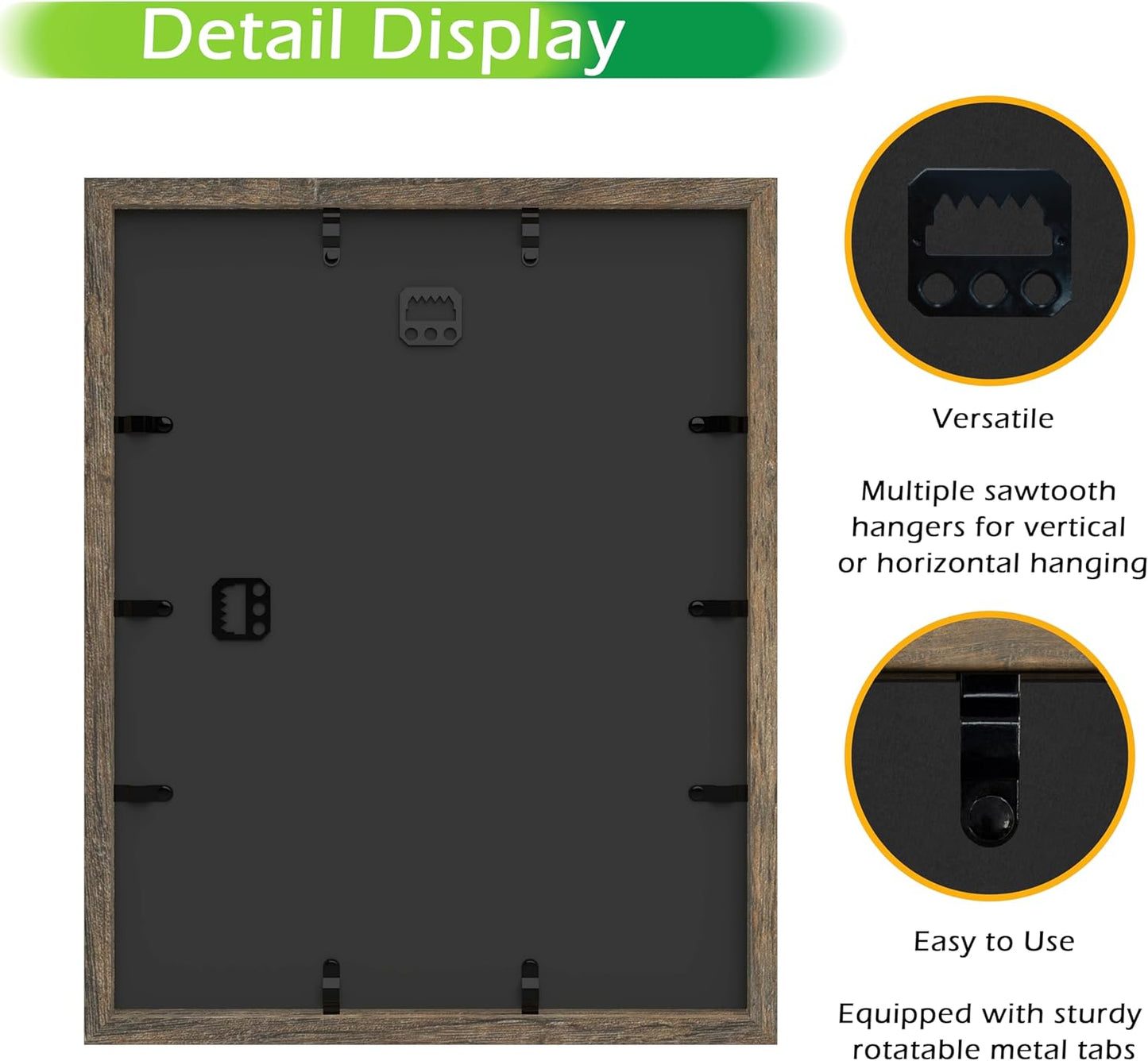FrameWorks 11x14 Driftwood Wooden Shadow Box Frame – Soft Felt Back, Tempered Glass, and Included Elegant White Ball Push Pins