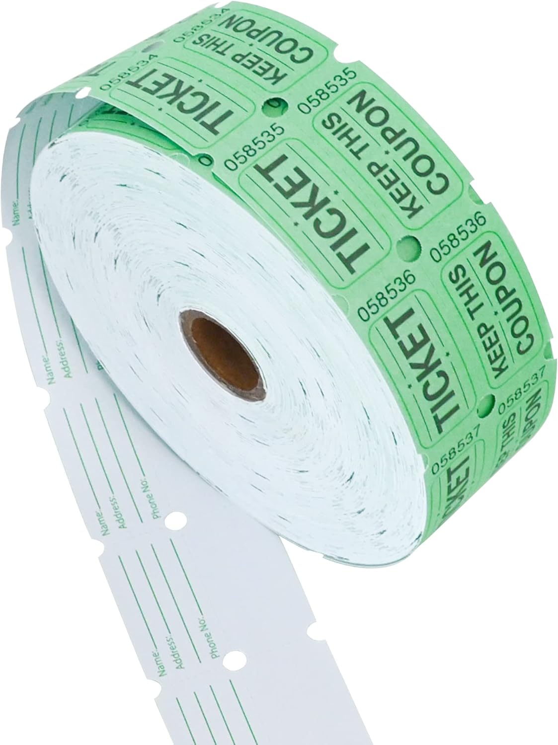 ESSENTIAL 2000 Green Double Raffle Tickets Rolls Printable for Leisure, Movie Watching, Entertainment