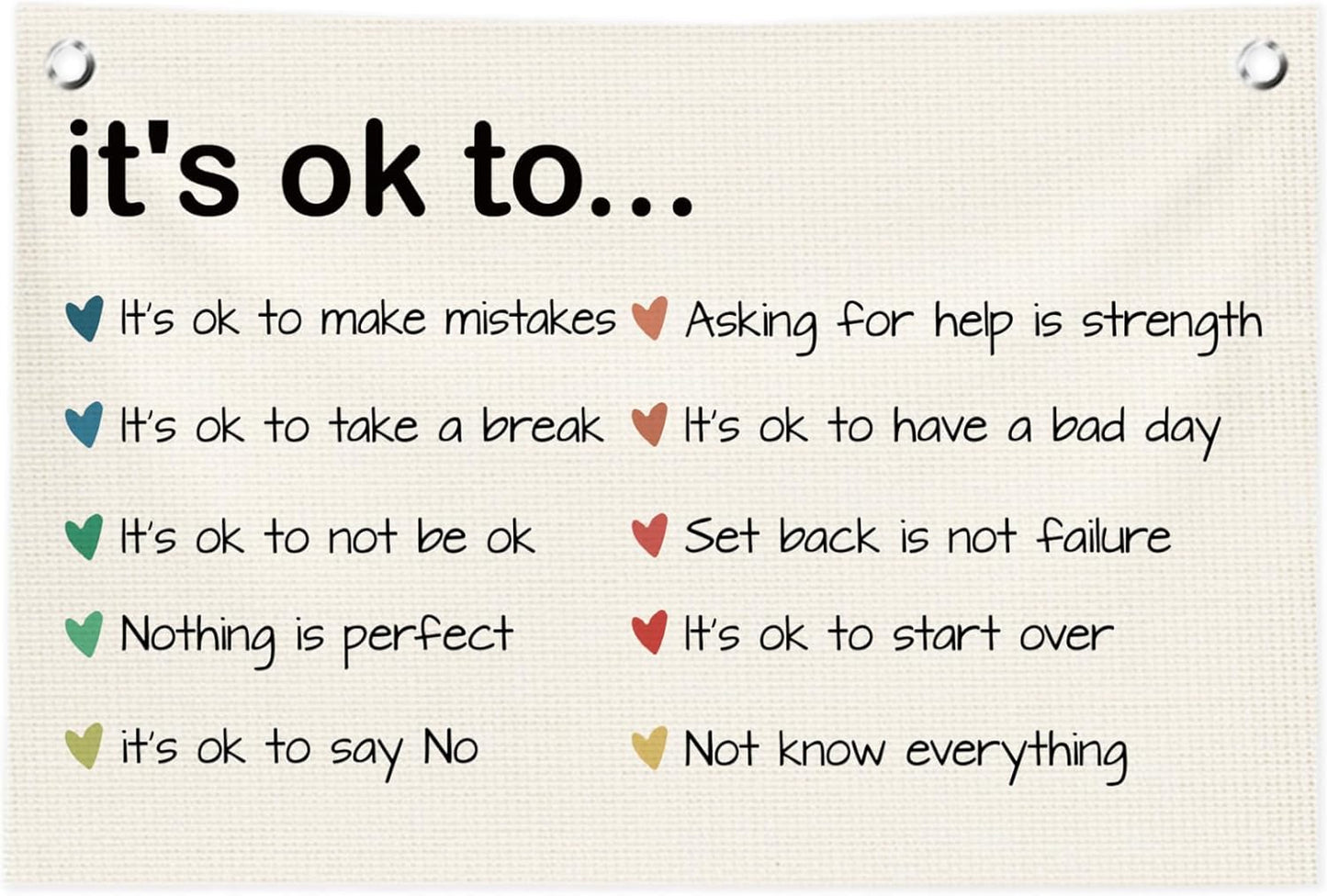 Classroom Wall Decor,Mental Health Canvas Banner Flags,Positive Affirmations Wall Decor for Homeschool Classroom Preschool Nursery Kids Room,30x20 Inch