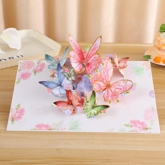 3D Butterfly Greeting Cards, Flowers Pop Up Birthday Cards, for Mom, Sister, Grandmother, Wife, Daughter, and other women, with envelope