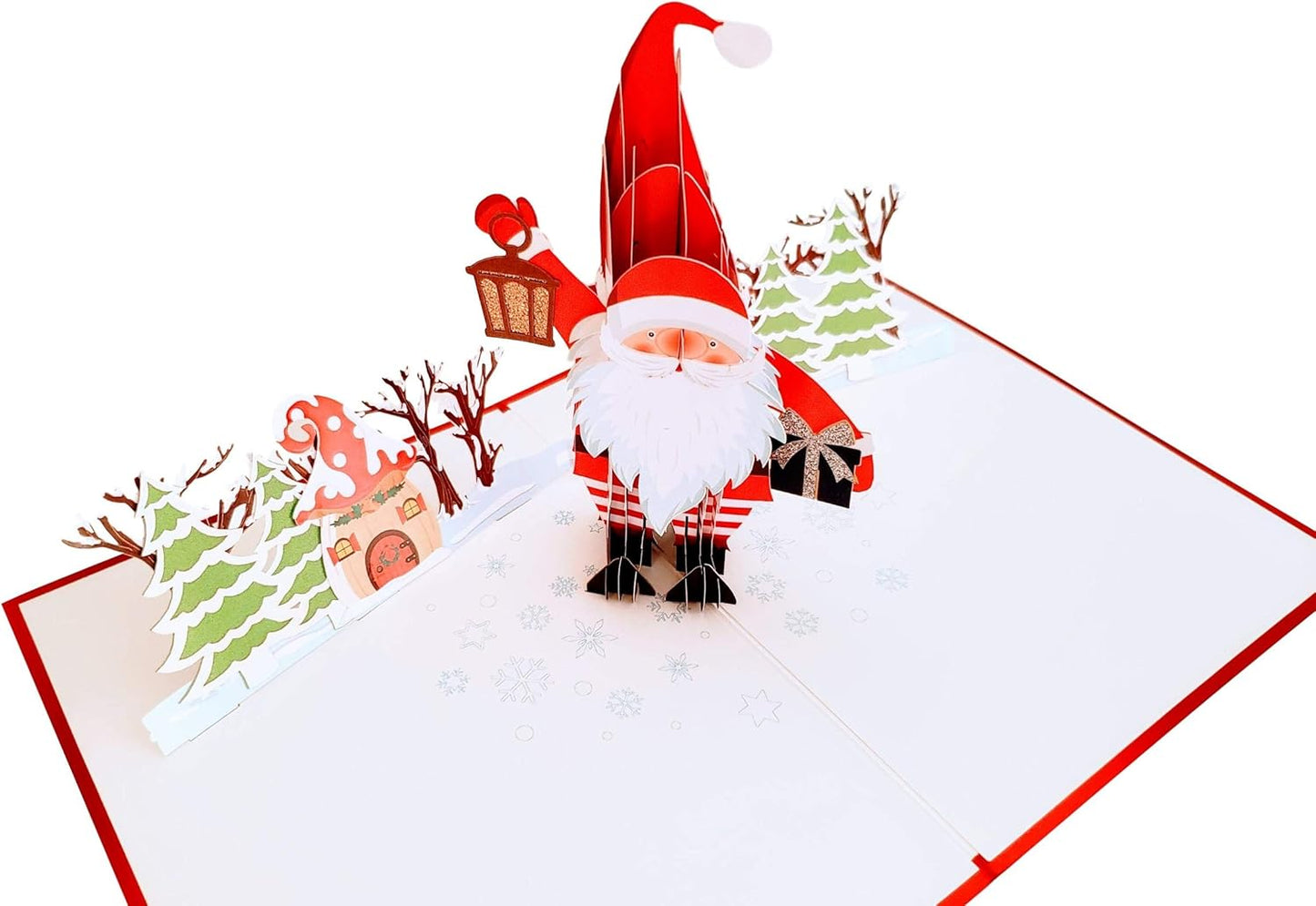 iGifts And Cards Santa’s Lantern of Joy 3D Pop-Up Christmas Card – Merry Holiday Greeting & Festive Centerpiece Gift for Family, Friends & Teachers – 6x8 with Envelope