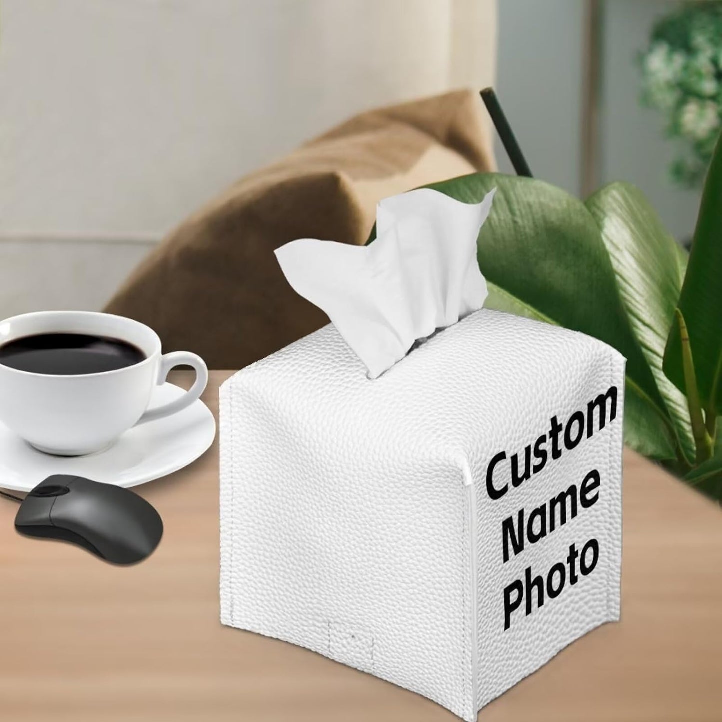 Custom Tissue Box Cover Square Tissue Box Holder Decorative Tissue Box Case Organizer Holder with Bottom Belt Modern Home Decor for Car Office Table Desk Kids Room
