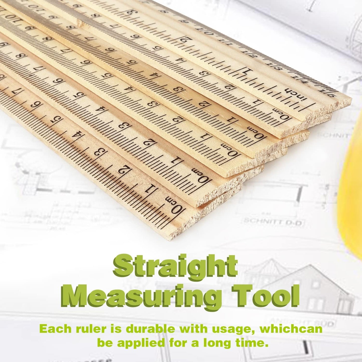 ZZTX 3 Pack Wooden Ruler 6 Inch Rulers Bulk Wood Measuring Ruler for Students Office School Supplies 2 Scale (15 cm)