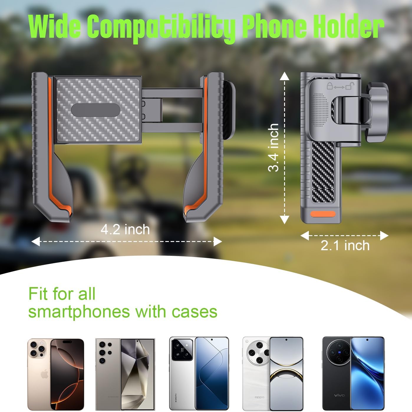 Upgraded Magnetic Golf Cart Phone Holder Golf Cart Accessories Compatible with EZGO/Yamaha/Club, Golf Cart Phone Mount Accessories for iPhone/Galaxy/Google Pixel All Smartphones