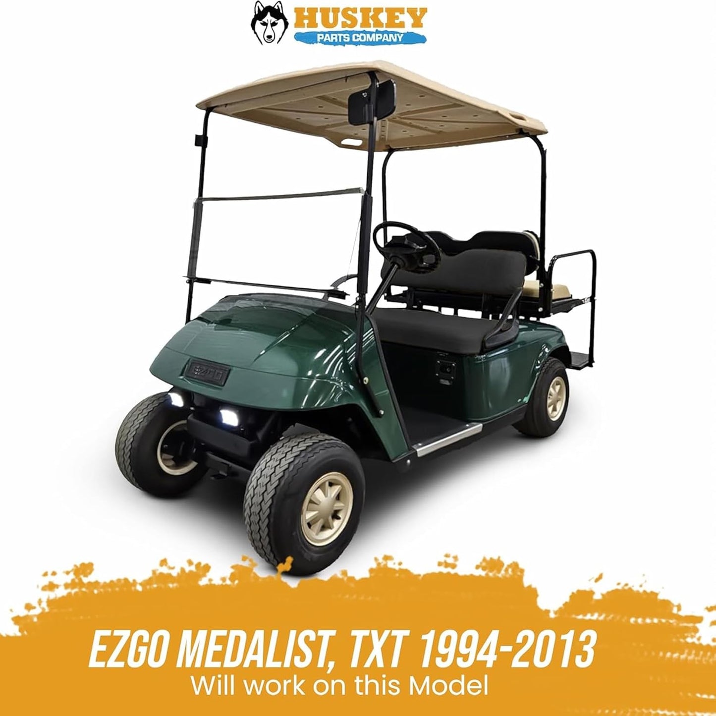 Huskey Parts Company Golf Cart Seat Cushion for Front Seat Lean Back, Black Color for EZGO Medalist, TXT 1994 to 2013, Golf Cart Front Seat Replacement with Mounting Hardware