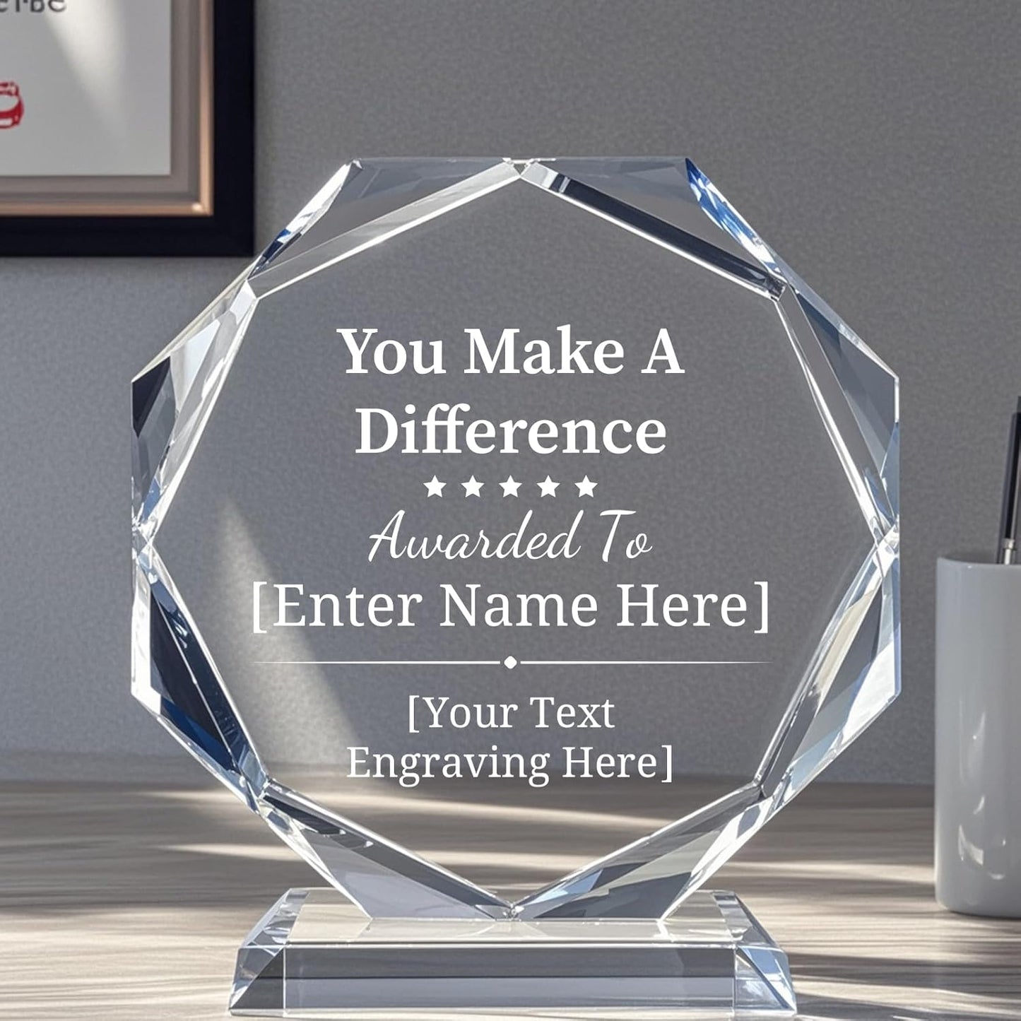 Personalized Crystal Trophy Award – Custom Awards and Trophies for Employees, Coworkers, Boss – Retirement, Farewell, Appreciation, Recognition Gifts – Custom Plaques