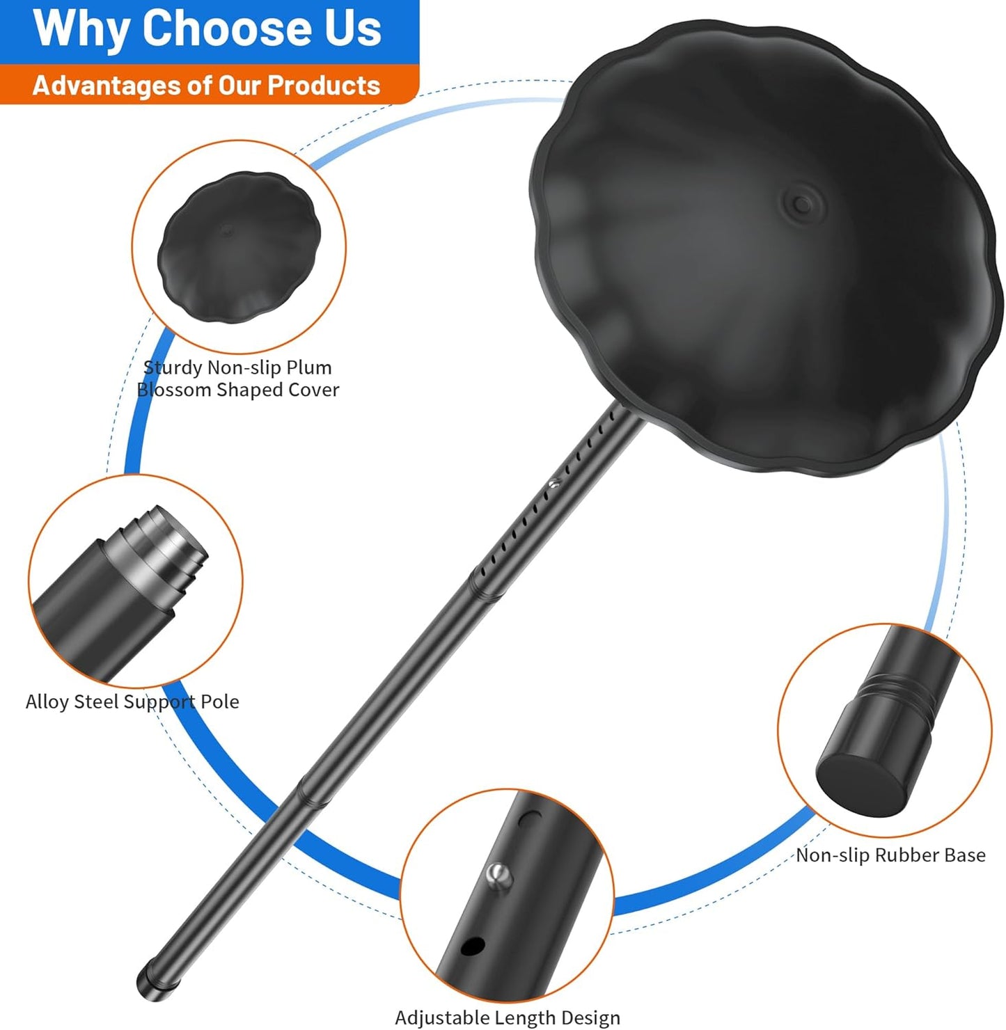 Golf Travel Bag Support Pole - Heavy-Duty Alloy Steel Golf Club Protector with ABS Cover, Adjustable 27-56 Inch, Tool-Free Installation for Travel Bags