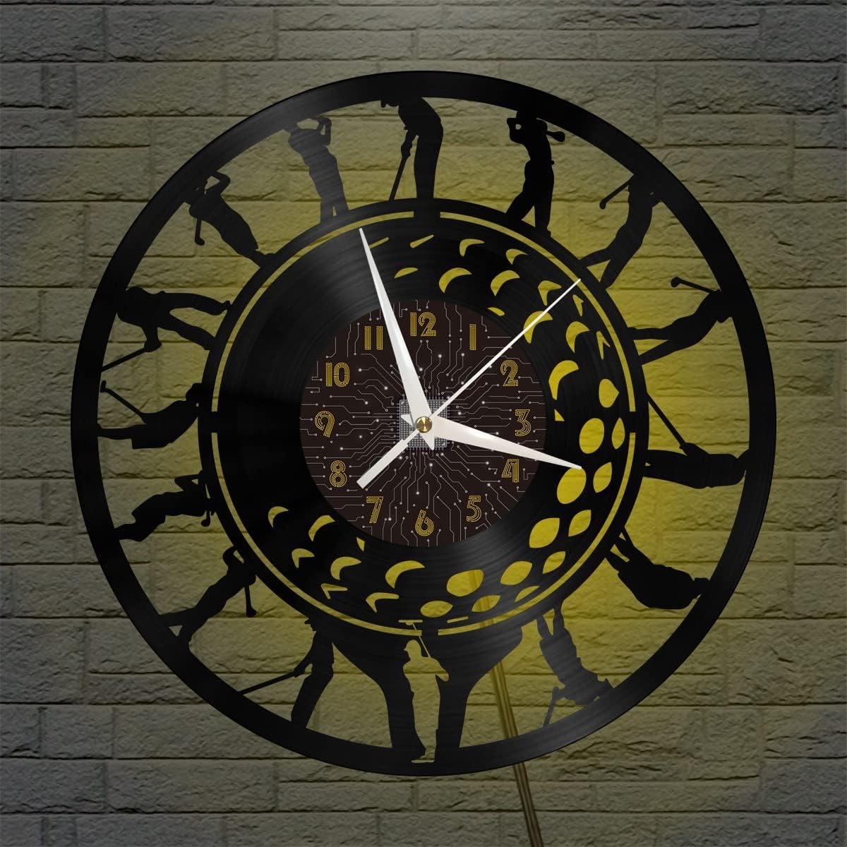 Generic Golf 2 Decoration Vinyl Wall Clock, Vinyl Record Clock Wall Art Silent & Non-Ticking(12 inchs C-LED), Brown