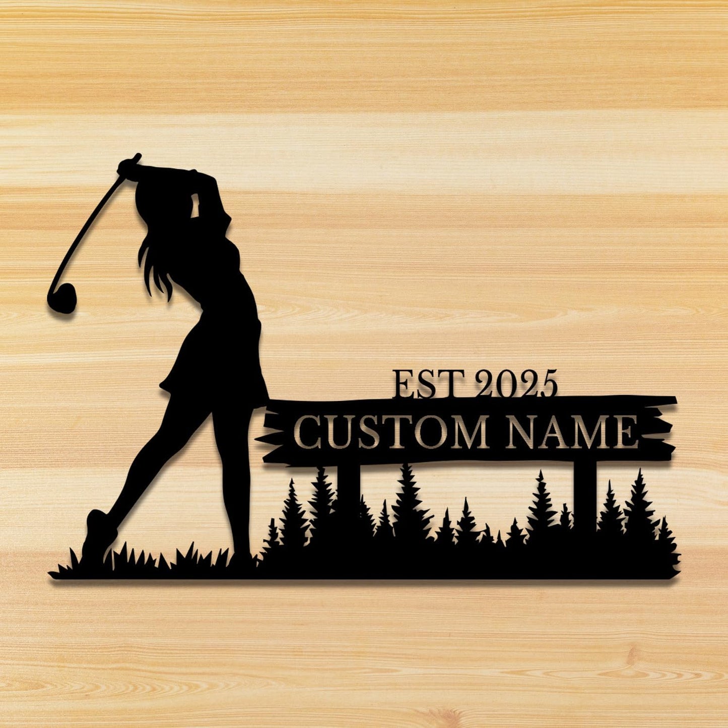 Personalized Custom Crossed Golf Metal Wall Art,Personalized Golfer Name Sign Decoration For Room,Hole Golf Club Decoration (Style-2)