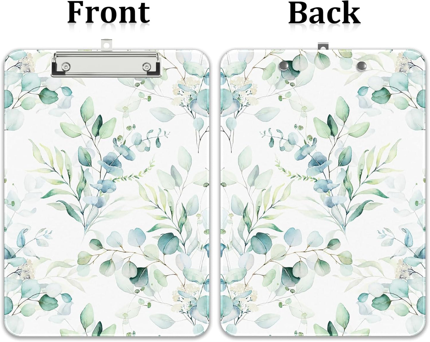 Rimilak Plastic Clipboards with Metal Clip, A4 Letter Size 9 x 12.5 in, Office Decorative for Students Women Men and Kids, Cute Custom Pattern, Green Leaves